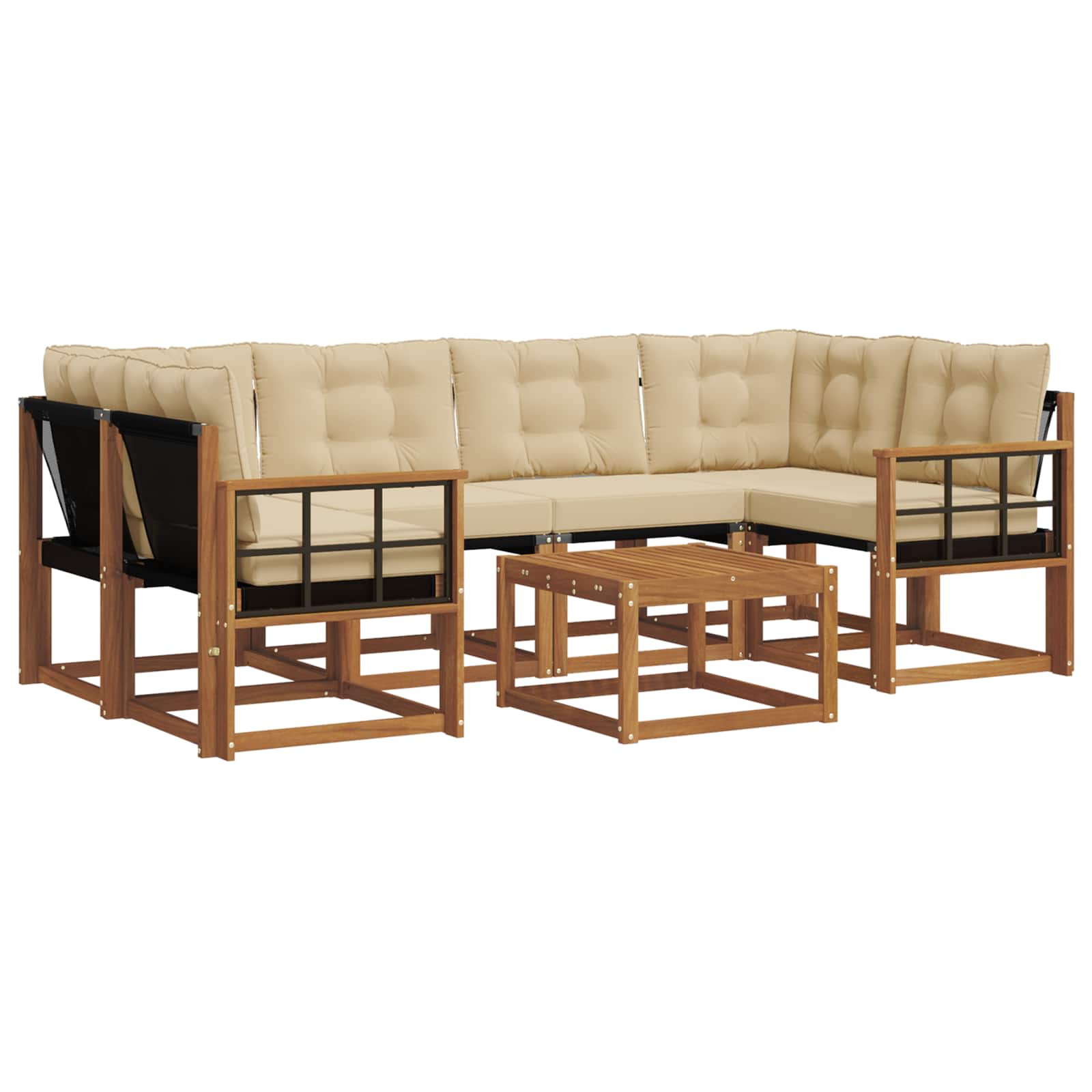 Buiten bankenset met kussen 7 pcs Natuurlijk en Beige is nu te koop bij PeponiXL, paradijselijk wonen!