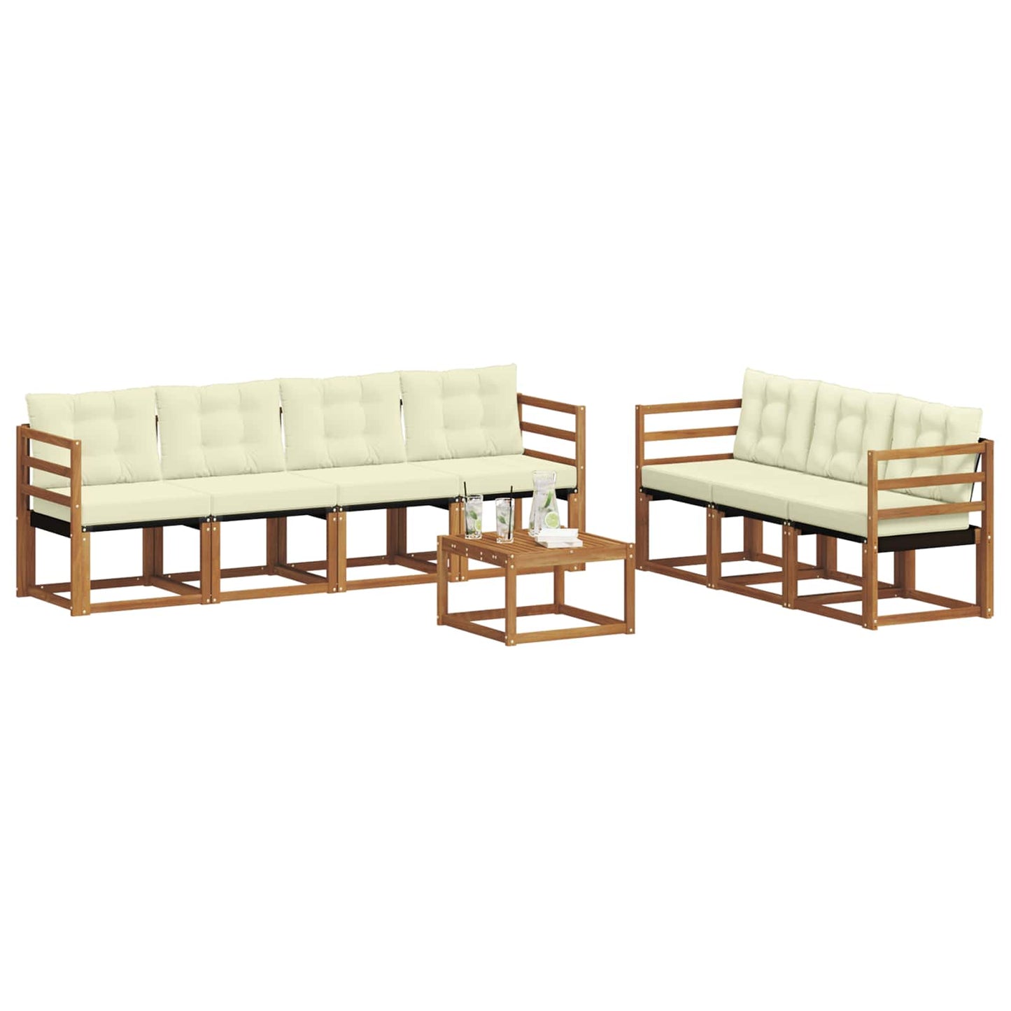 Buiten bankenset met kussen 8 pcs Natuurlijk en Crème is nu te koop bij PeponiXL, paradijselijk wonen!