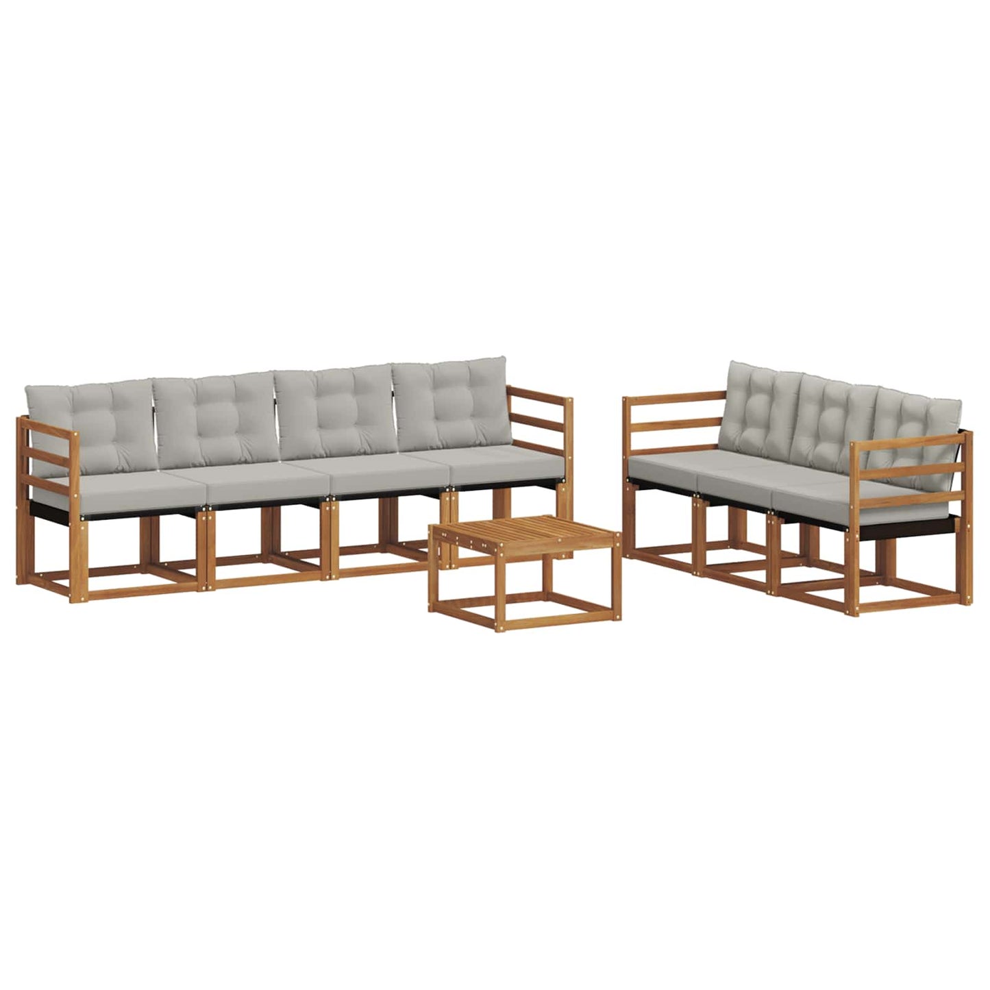 Buiten bankenset met kussen 8 pcs Natuurlijk en Lichtgrijs is nu te koop bij PeponiXL, paradijselijk wonen!
