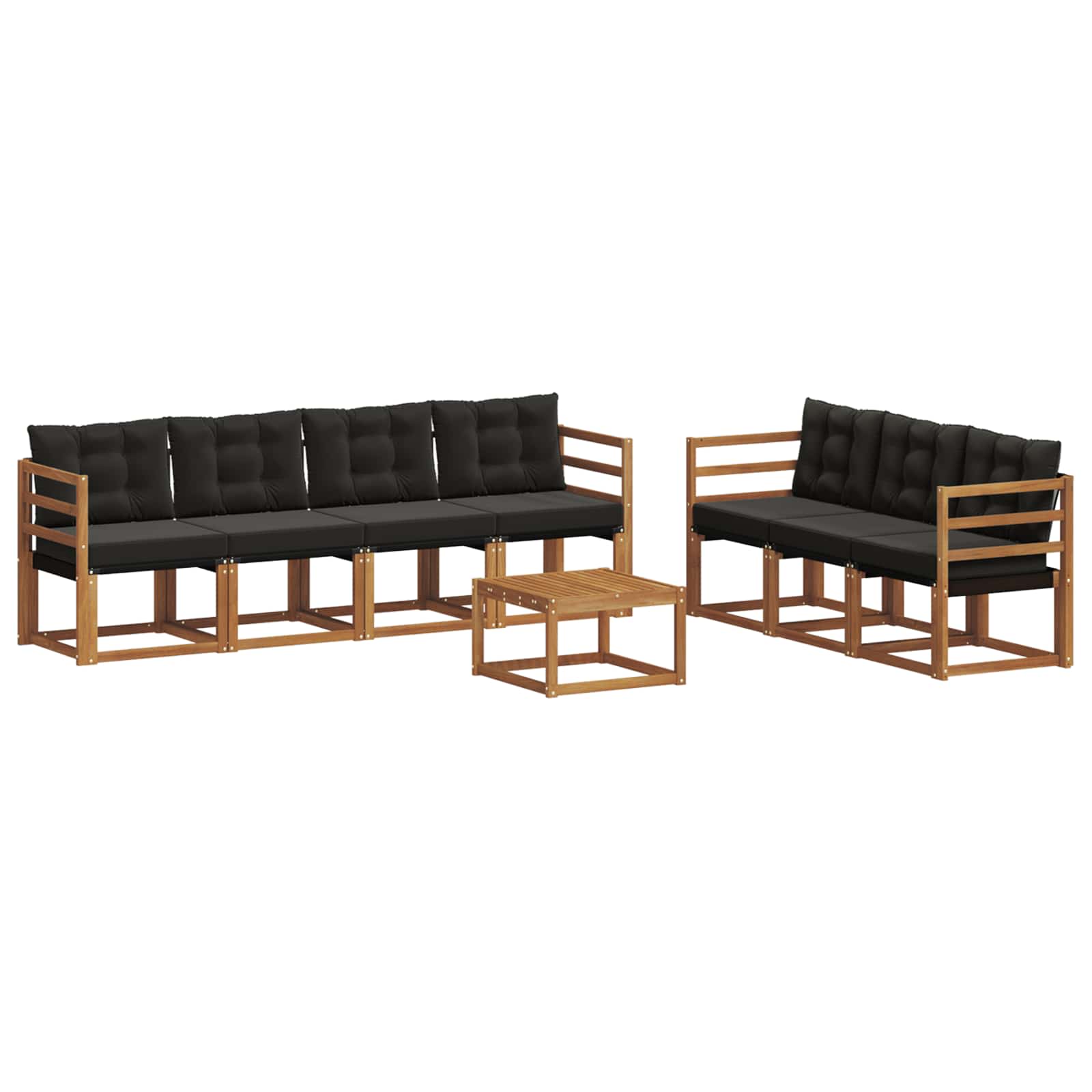 Buiten bankenset met kussen 8 pcs Natuurlijk en Zwart is nu te koop bij PeponiXL, paradijselijk wonen!
