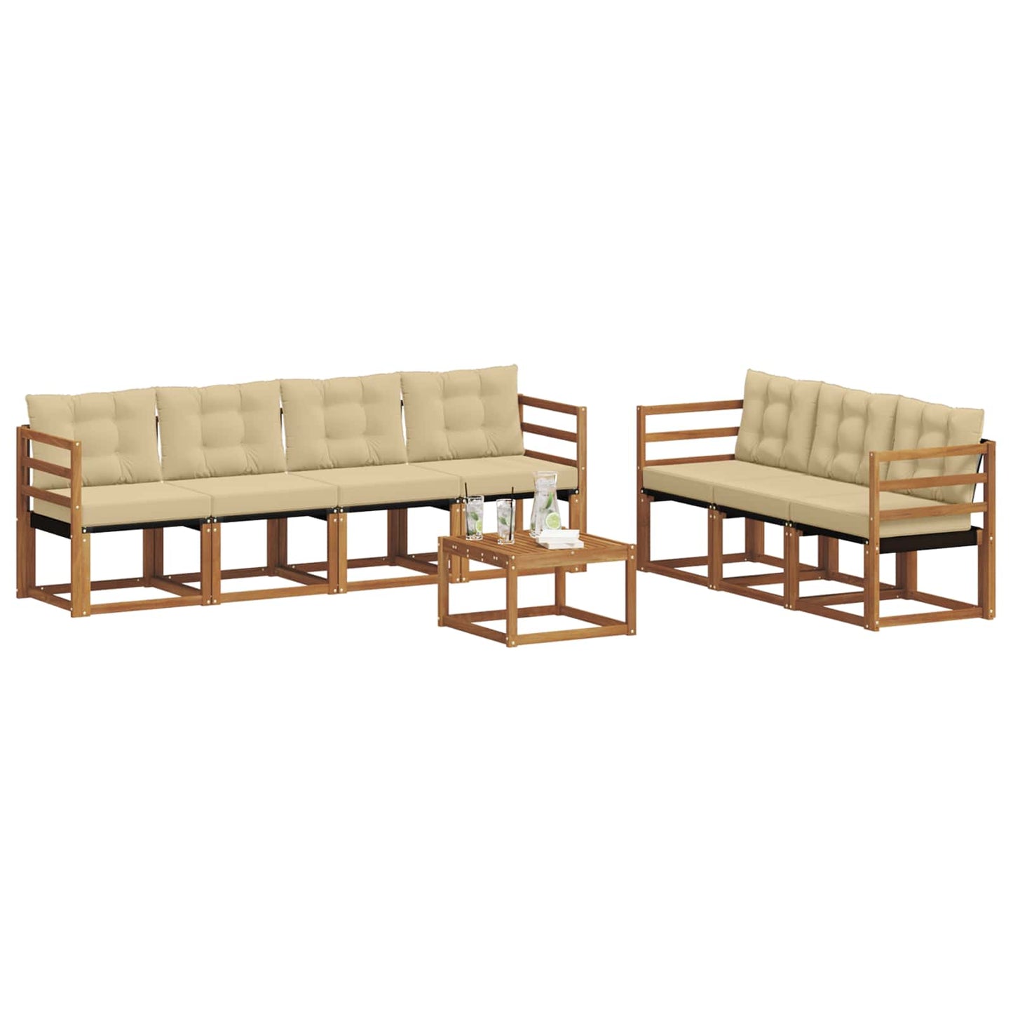 Buiten bankenset met kussen 8 pcs Natuurlijk en Beige is nu te koop bij PeponiXL, paradijselijk wonen!
