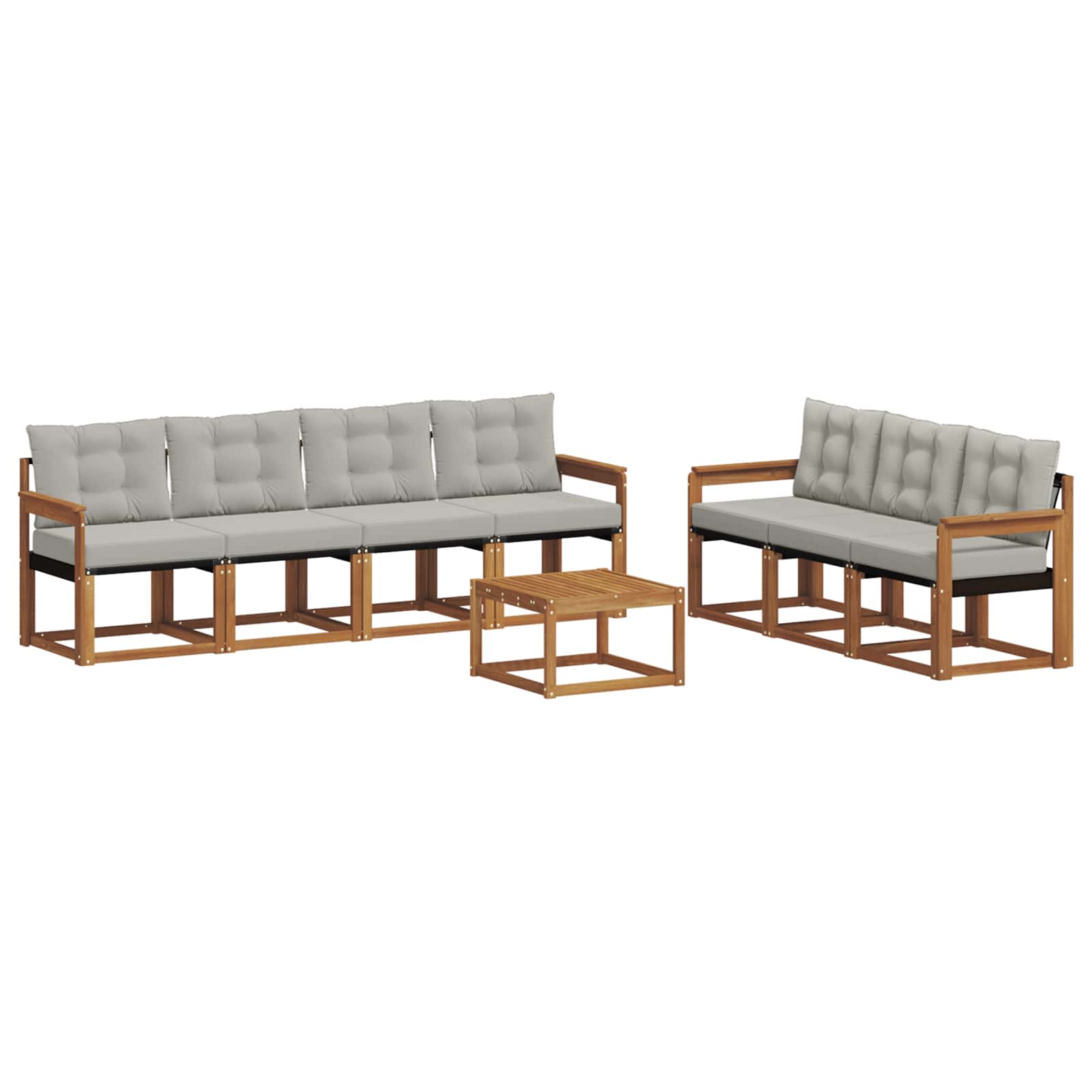 Buiten bankenset met kussen 8 pcs Natuurlijk en Lichtgrijs is nu te koop bij PeponiXL, paradijselijk wonen!