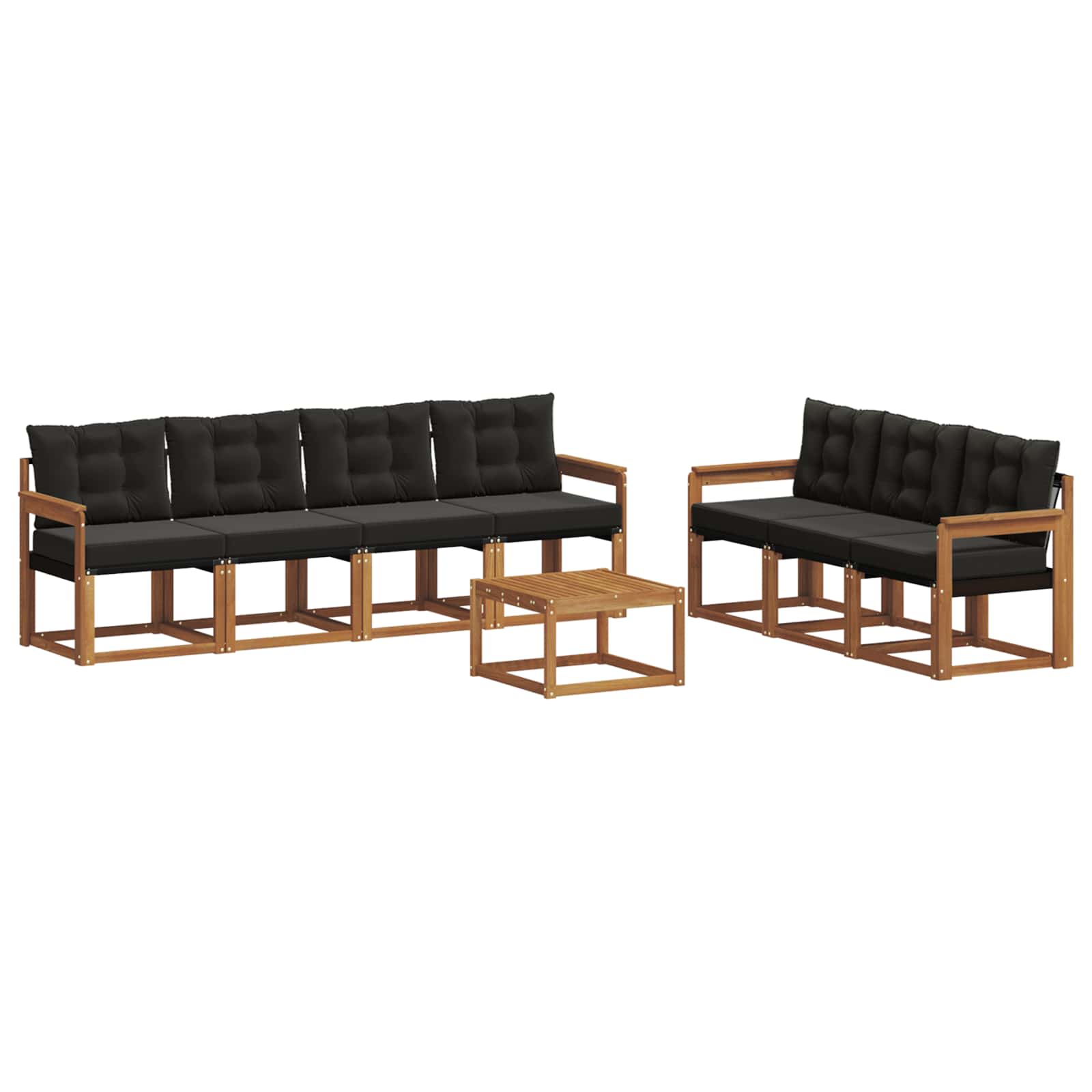 Buiten bankenset met kussen 8 pcs Natuurlijk en Zwart is nu te koop bij PeponiXL, paradijselijk wonen!
