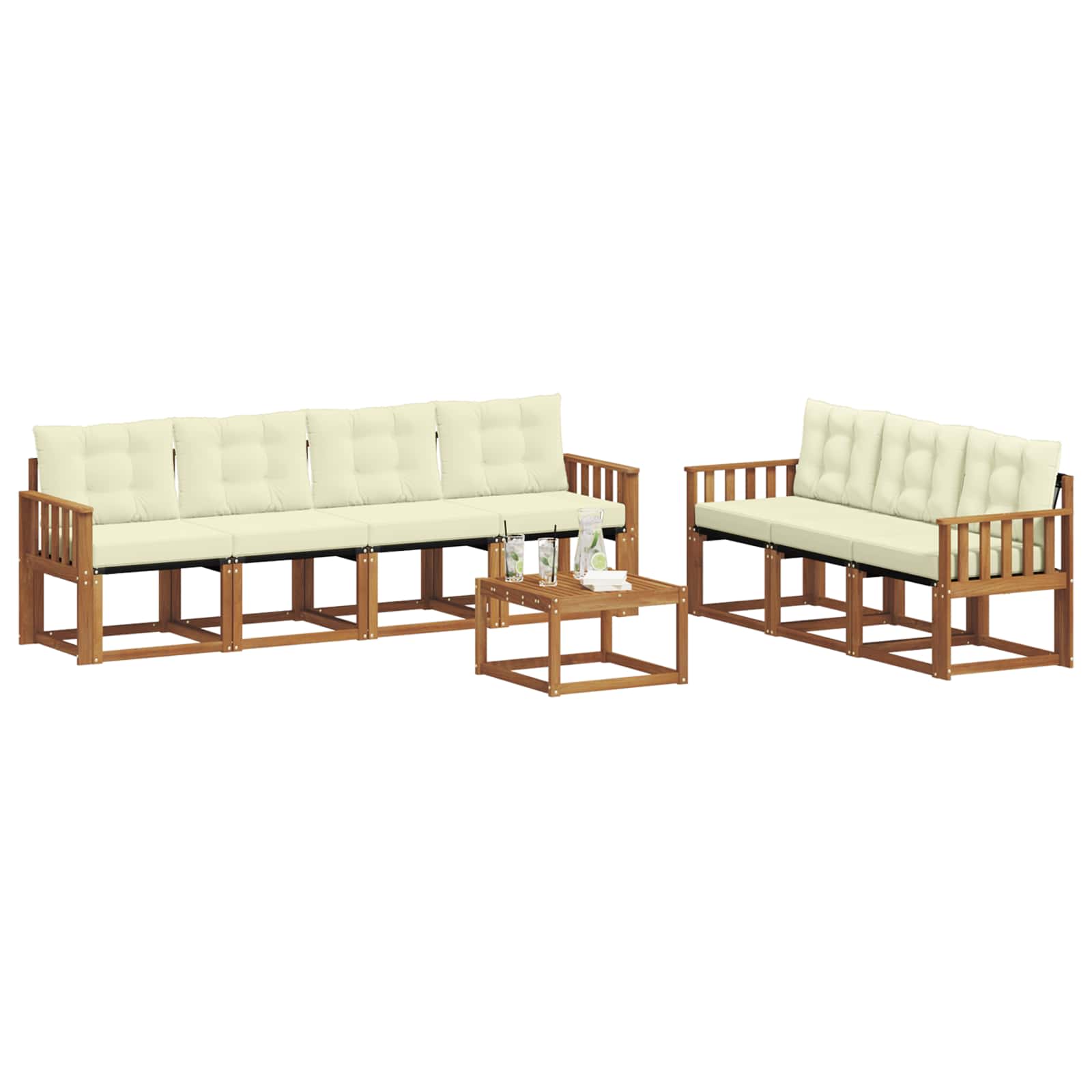 Buiten bankenset met kussen 8 pcs Natuurlijk en Crème is nu te koop bij PeponiXL, paradijselijk wonen!