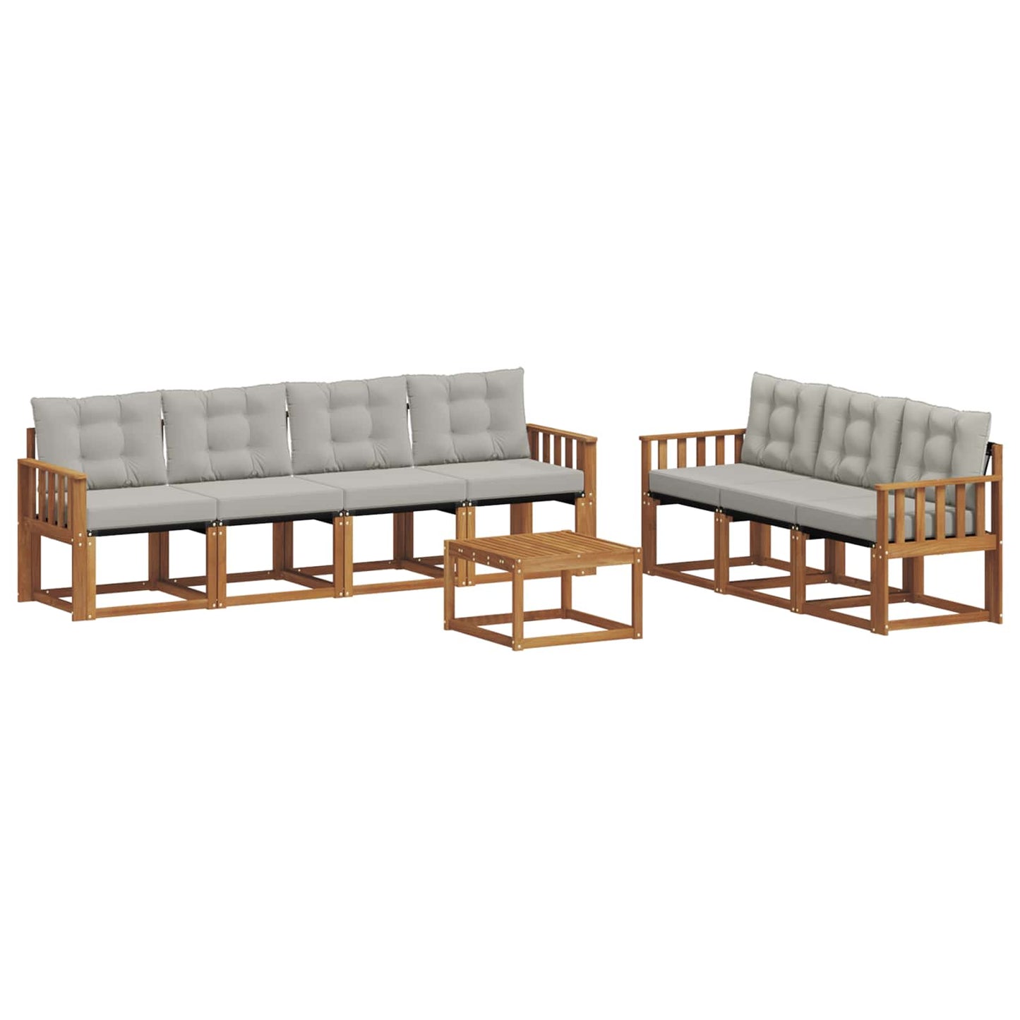 Buiten bankenset met kussen 8 pcs Natuurlijk en Lichtgrijs is nu te koop bij PeponiXL, paradijselijk wonen!
