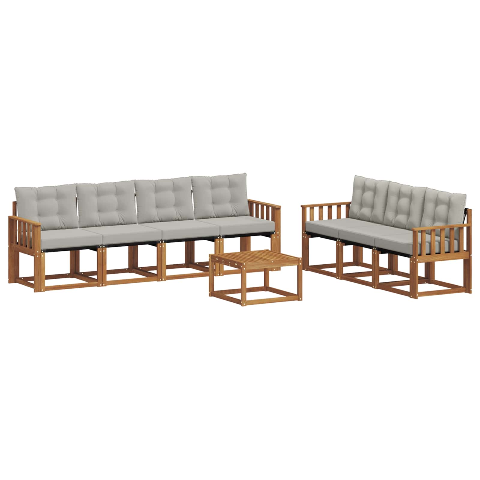 Buiten bankenset met kussen 8 pcs Natuurlijk en Lichtgrijs is nu te koop bij PeponiXL, paradijselijk wonen!