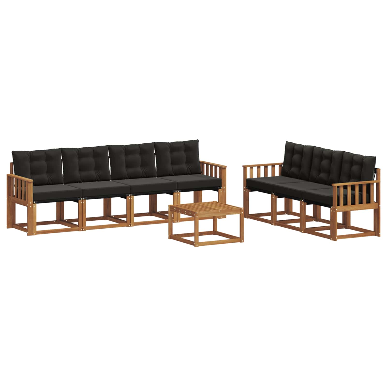 Buiten bankenset met kussen 8 pcs Natuurlijk en Zwart is nu te koop bij PeponiXL, paradijselijk wonen!