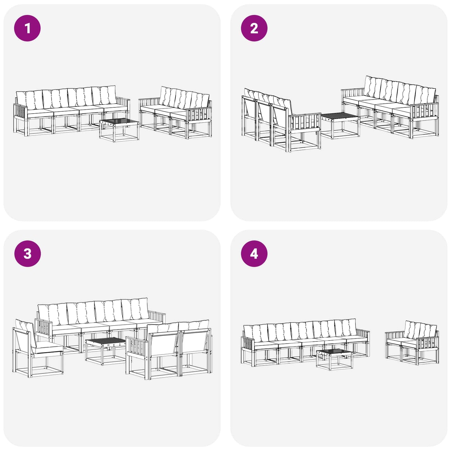 Buiten bankenset met kussen 8 pcs Natuurlijk en Zwart is nu te koop bij PeponiXL, paradijselijk wonen!