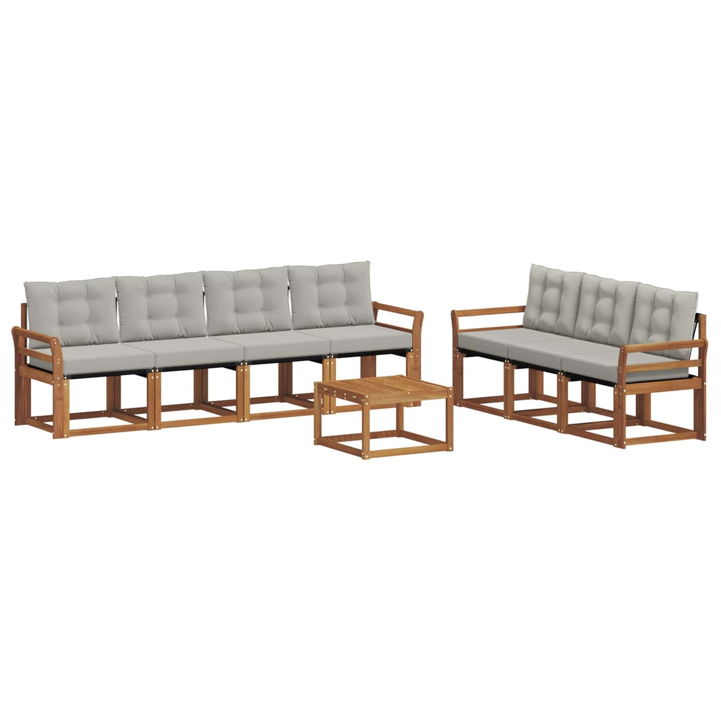 Buiten bankenset met kussen 8 pcs Natuurlijk en Lichtgrijs is nu te koop bij PeponiXL, paradijselijk wonen!