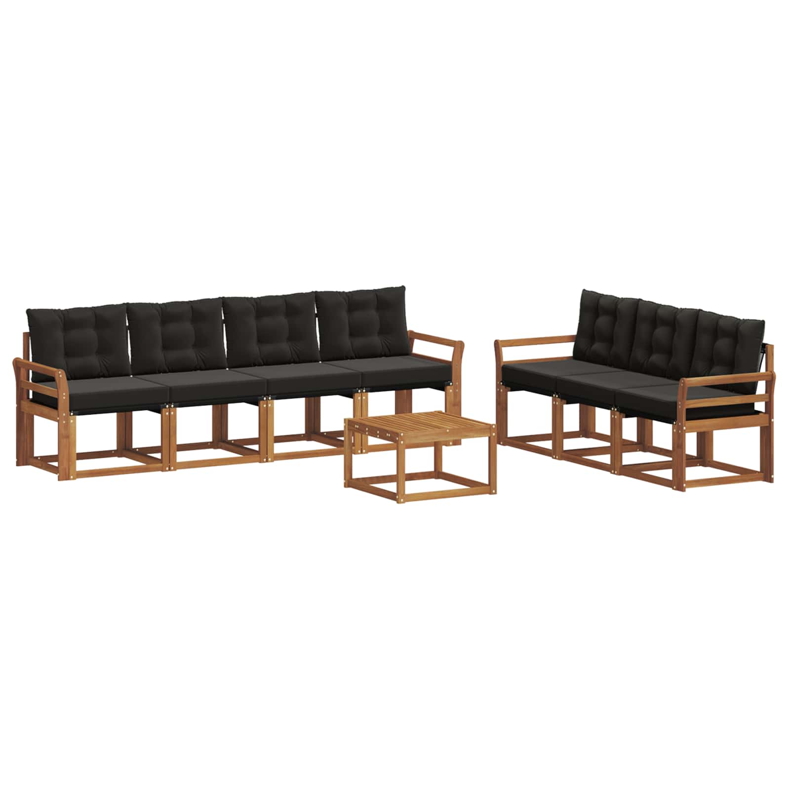 Buiten bankenset met kussen 8 pcs Natuurlijk en Zwart is nu te koop bij PeponiXL, paradijselijk wonen!