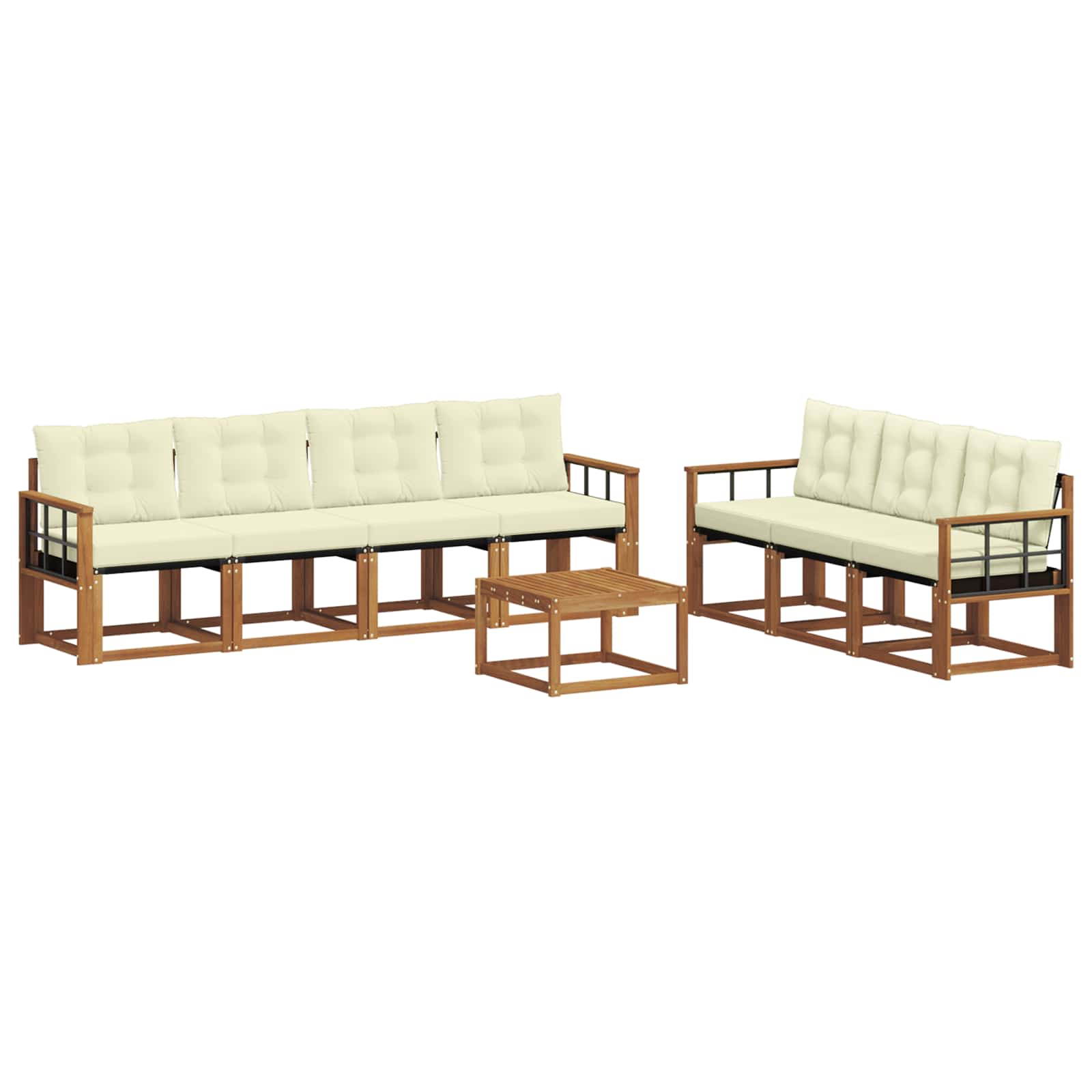 Buiten bankenset met kussen 8 pcs Natuurlijk en Crème is nu te koop bij PeponiXL, paradijselijk wonen!