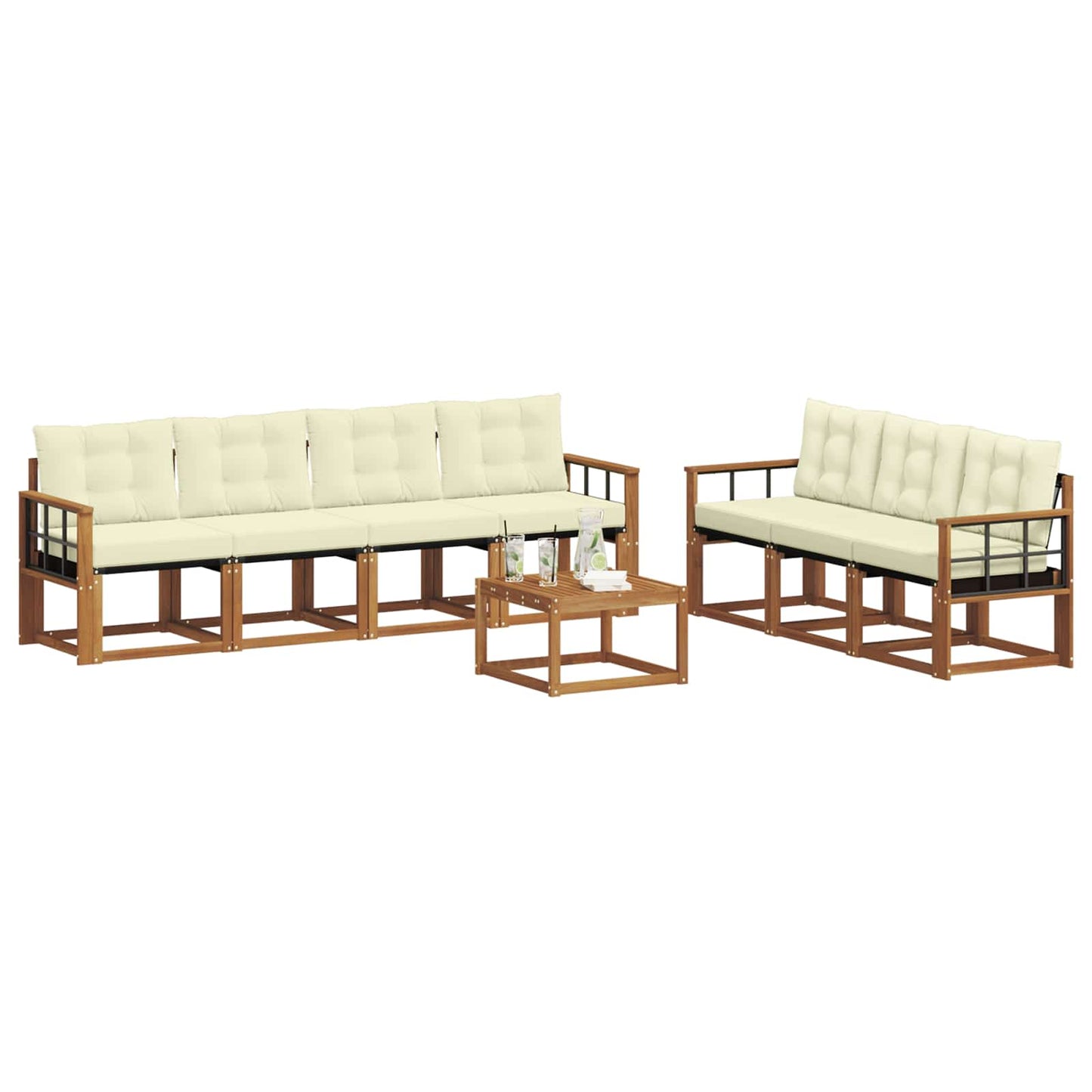 Buiten bankenset met kussen 8 pcs Natuurlijk en Crème is nu te koop bij PeponiXL, paradijselijk wonen!