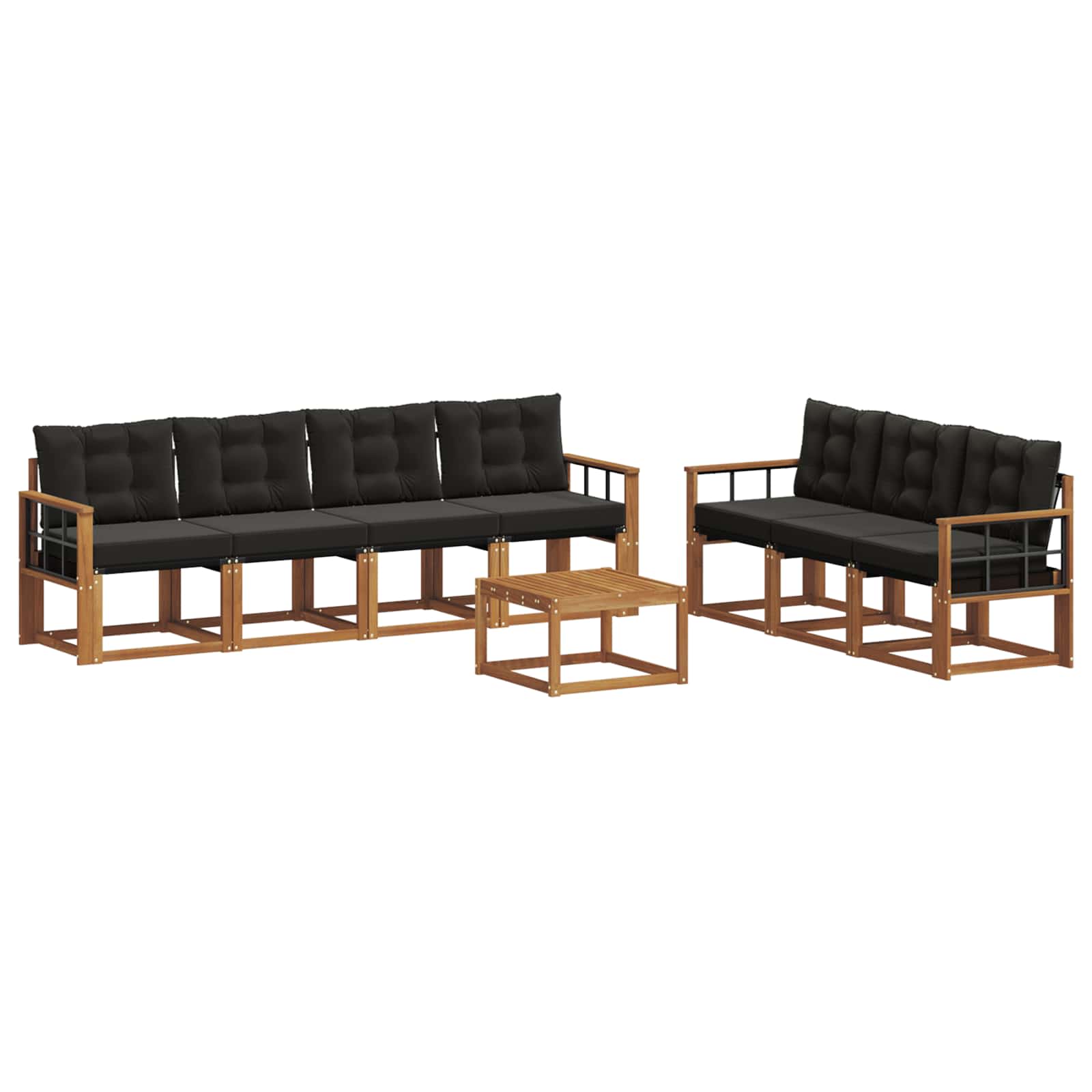 Buiten bankenset met kussen 8 pcs Natuurlijk en Zwart is nu te koop bij PeponiXL, paradijselijk wonen!