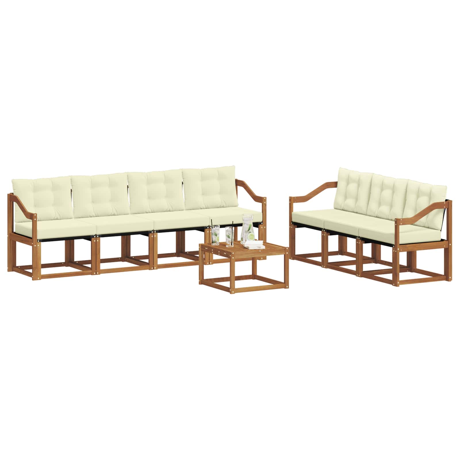 Buiten bankenset met kussen 8 pcs Natuurlijk en Crème is nu te koop bij PeponiXL, paradijselijk wonen!