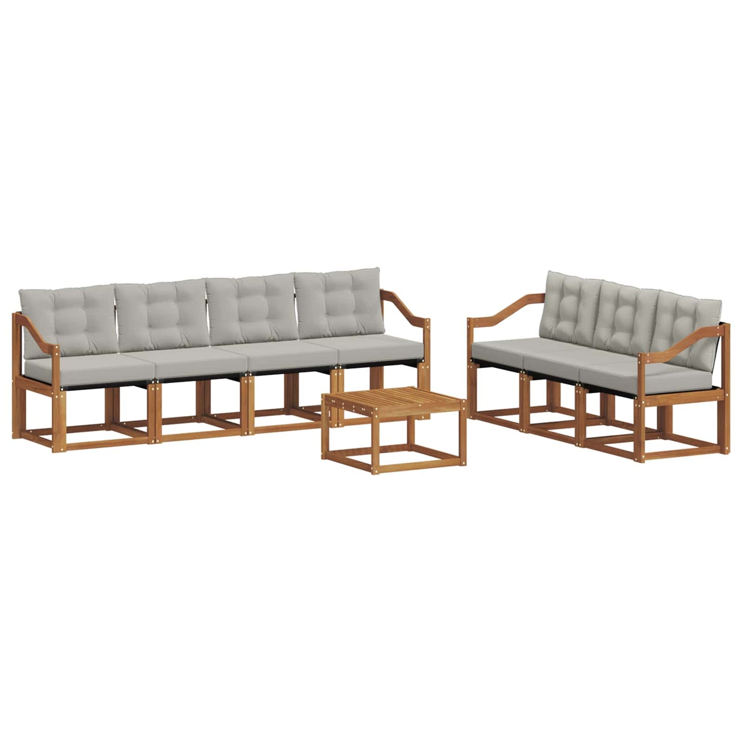 Buiten bankenset met kussen 8 pcs Natuurlijk en Lichtgrijs is nu te koop bij PeponiXL, paradijselijk wonen!