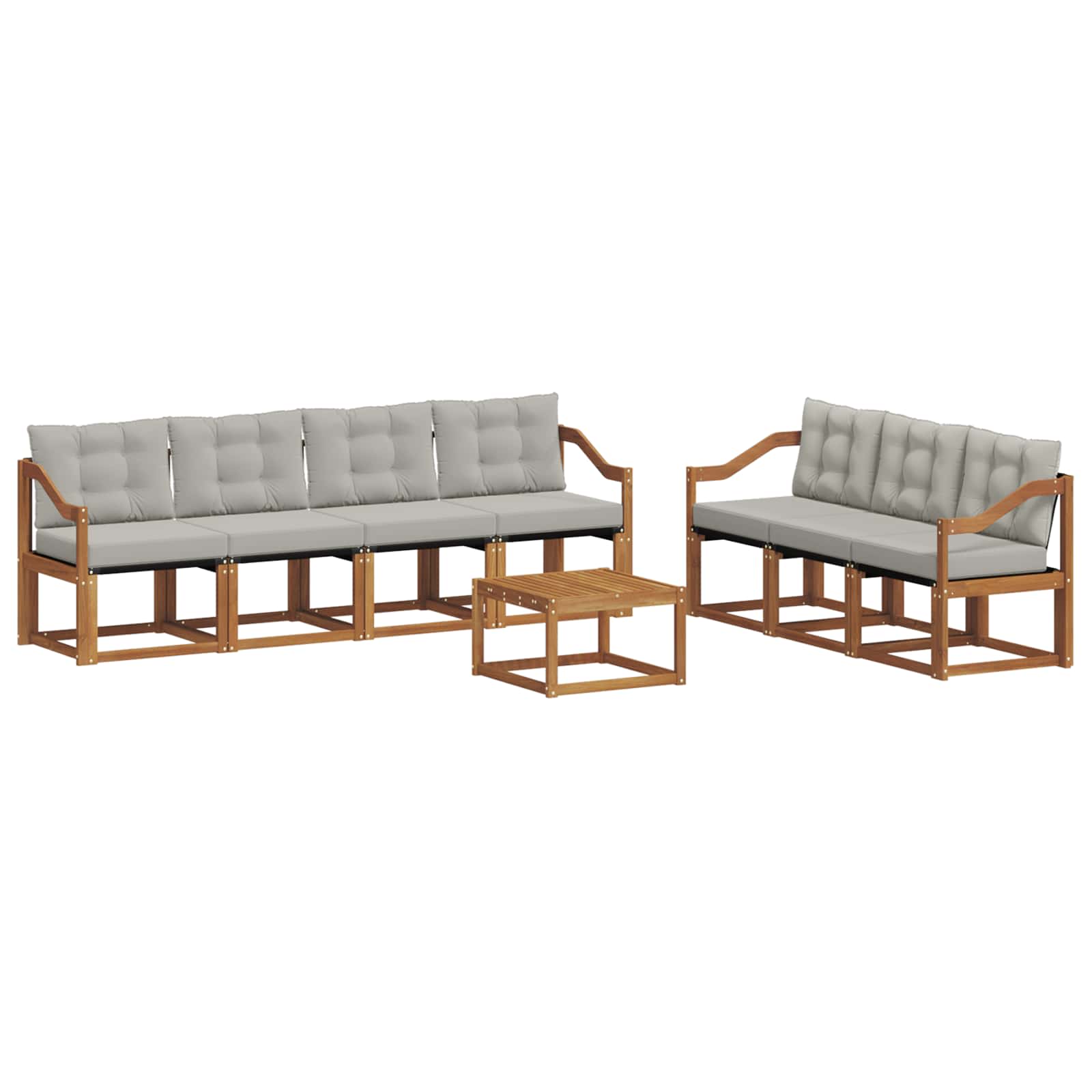 Buiten bankenset met kussen 8 pcs Natuurlijk en Lichtgrijs is nu te koop bij PeponiXL, paradijselijk wonen!