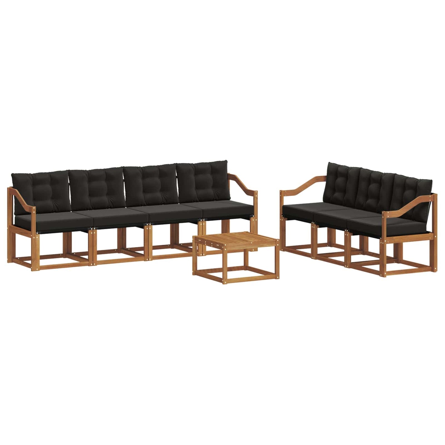 Buiten bankenset met kussen 8 pcs Natuurlijk en Zwart is nu te koop bij PeponiXL, paradijselijk wonen!