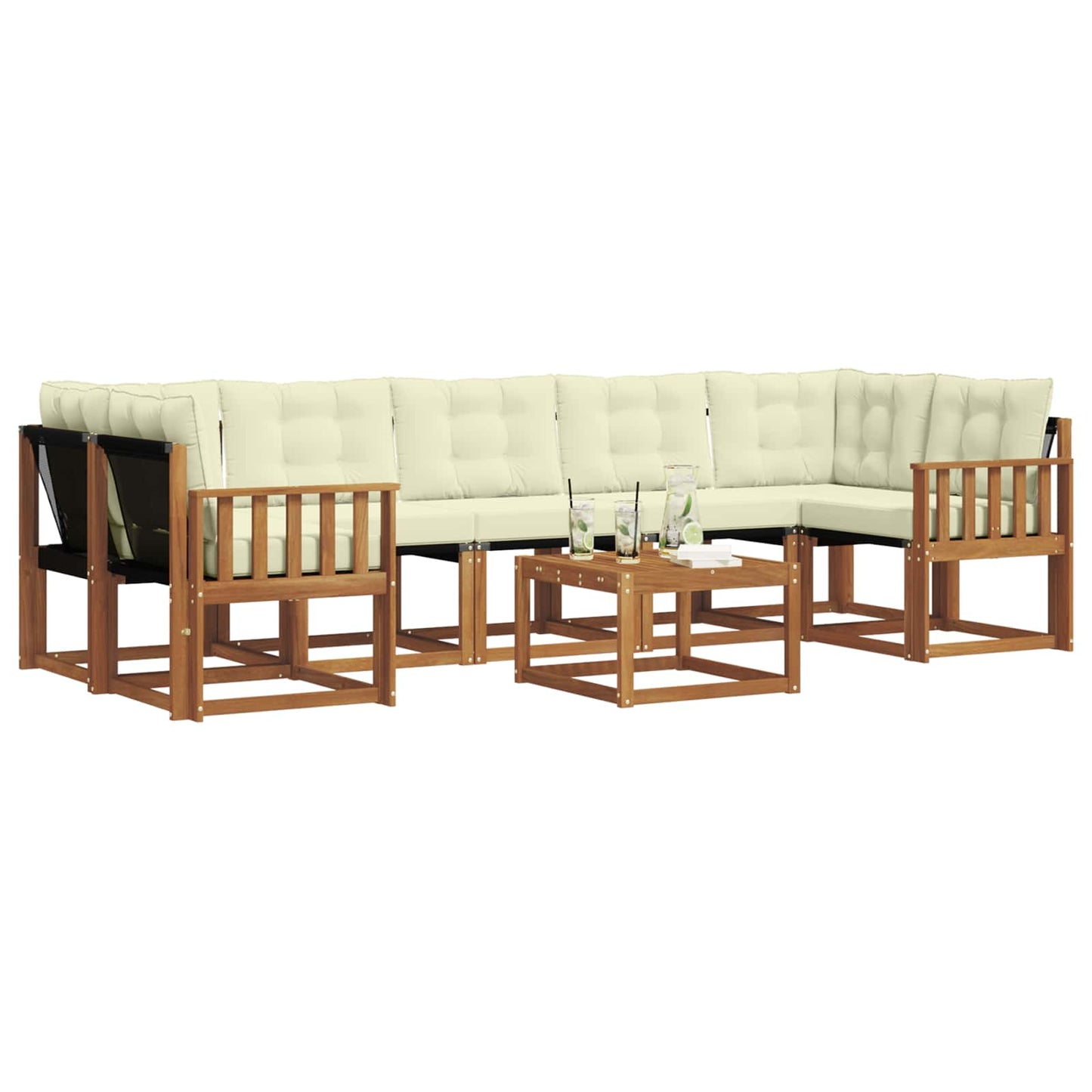 Buiten bankenset met kussen 8 pcs Natuurlijk en Crème is nu te koop bij PeponiXL, paradijselijk wonen!