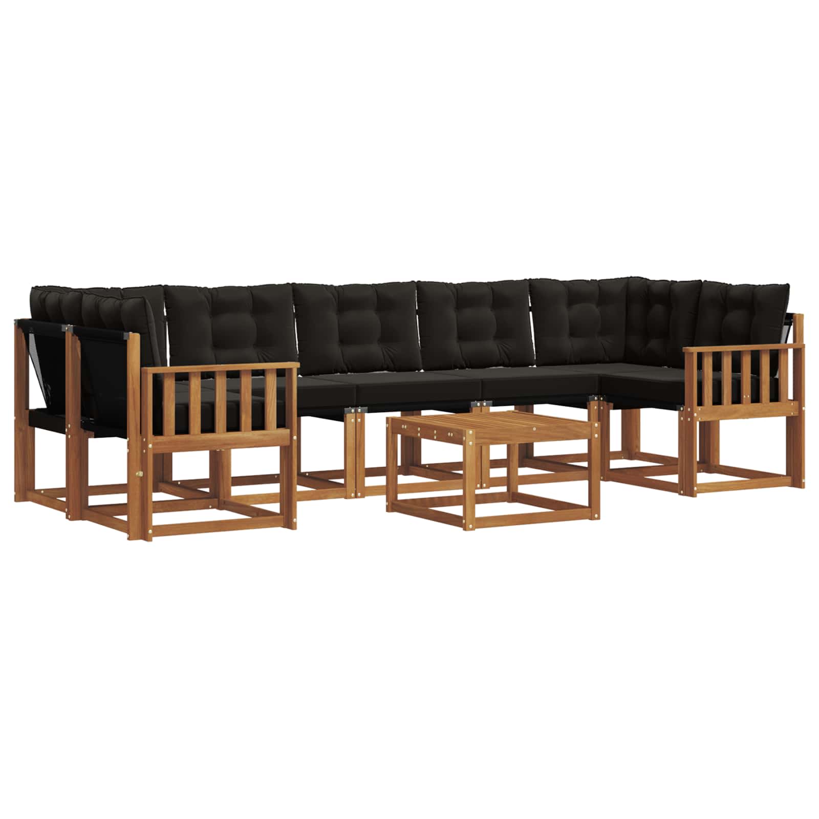 Buiten bankenset met kussen 8 pcs Natuurlijk en Zwart is nu te koop bij PeponiXL, paradijselijk wonen!
