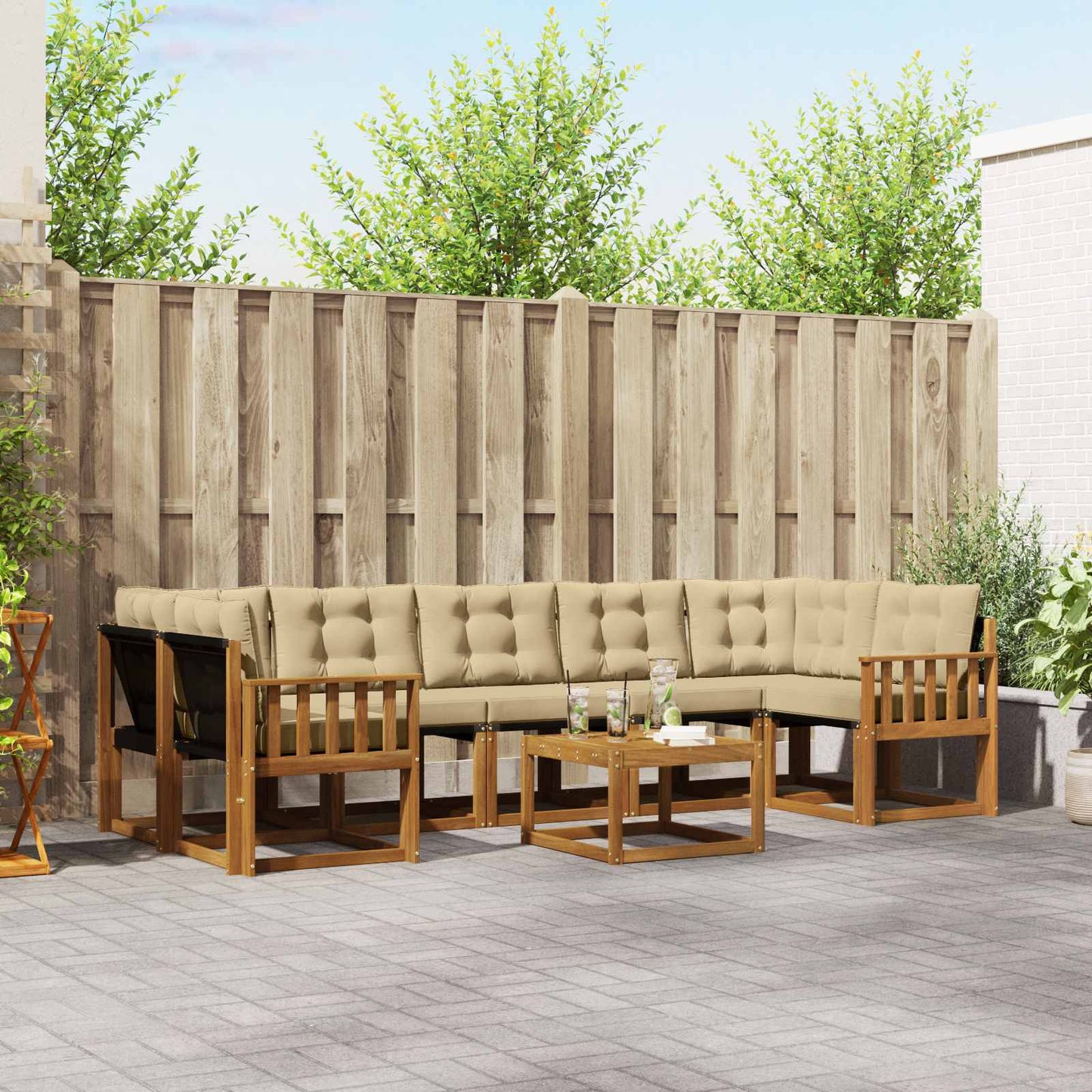 Buiten bankenset met kussen 8 pcs Natuurlijk en Beige is nu te koop bij PeponiXL, paradijselijk wonen!