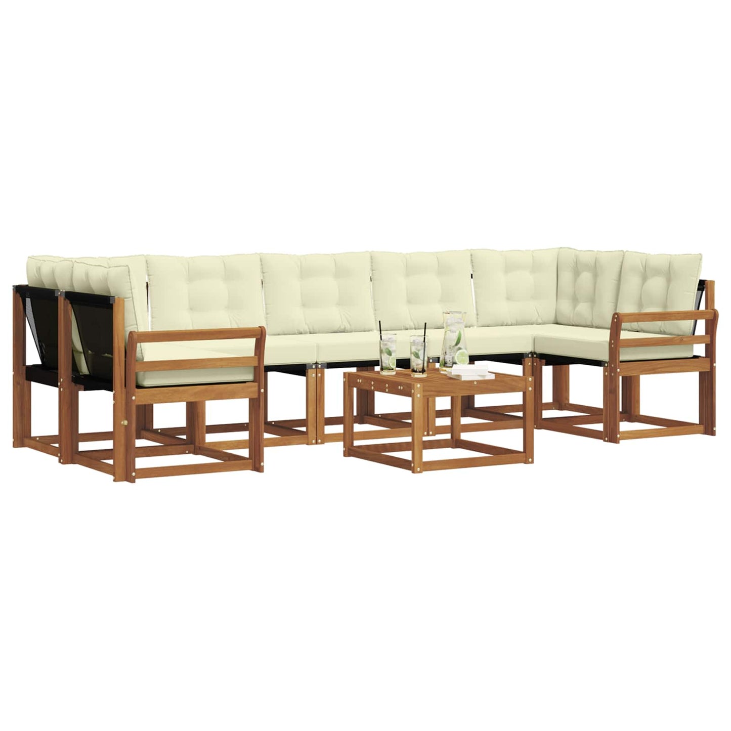 Buiten bankenset met kussen 8 pcs Natuurlijk en Crème is nu te koop bij PeponiXL, paradijselijk wonen!
