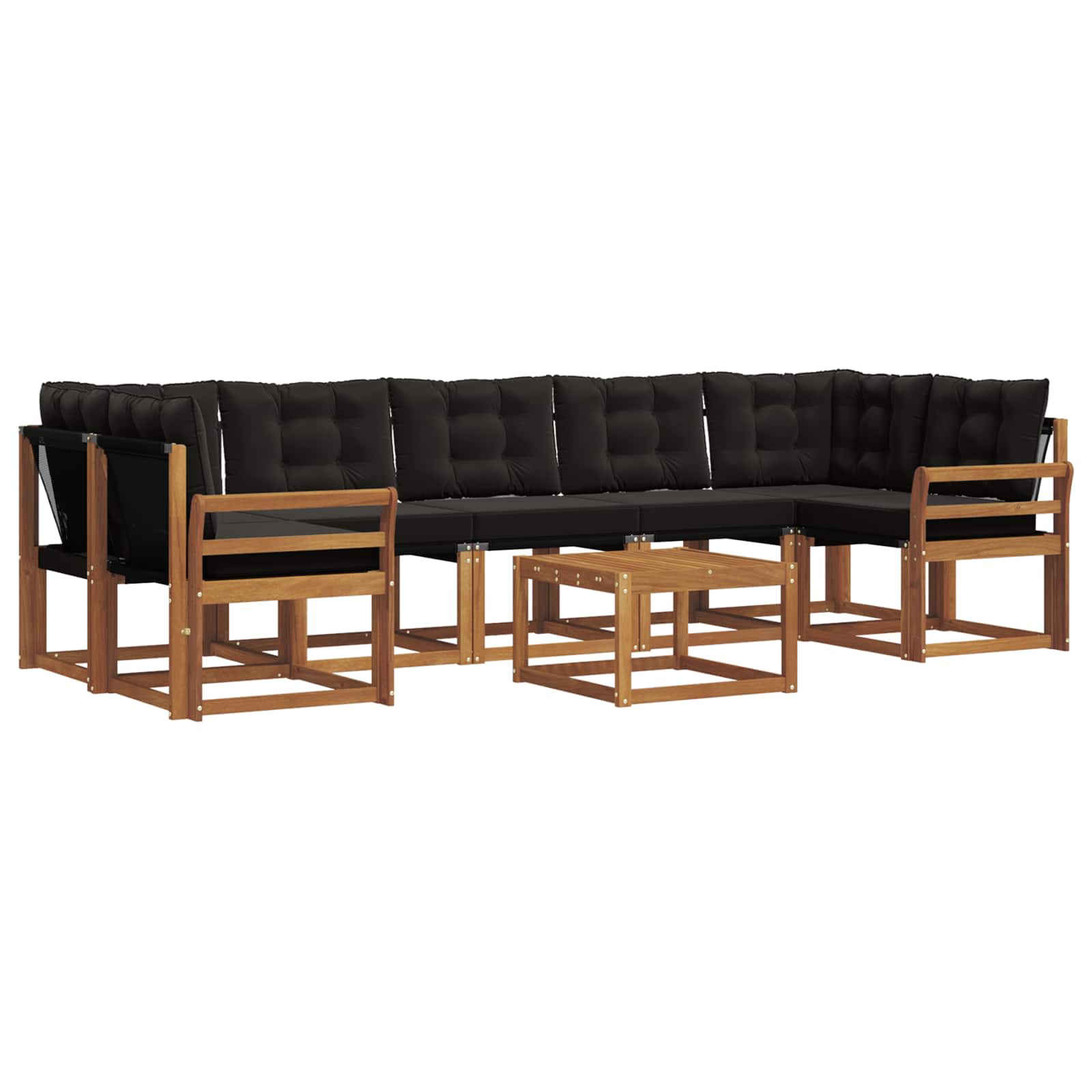 Buiten bankenset met kussen 8 pcs Natuurlijk en Zwart is nu te koop bij PeponiXL, paradijselijk wonen!