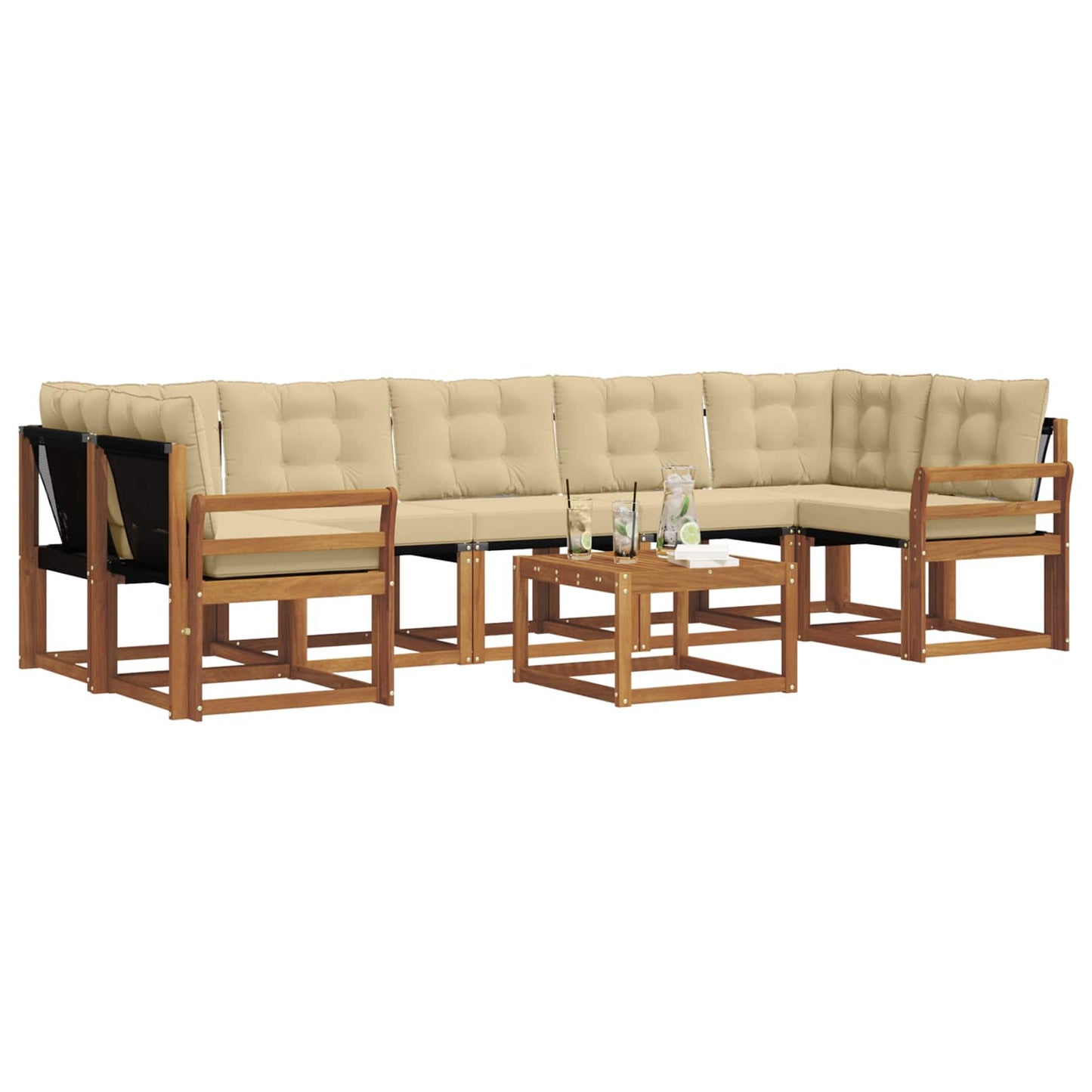 Buiten bankenset met kussen 8 pcs Natuurlijk en Beige is nu te koop bij PeponiXL, paradijselijk wonen!