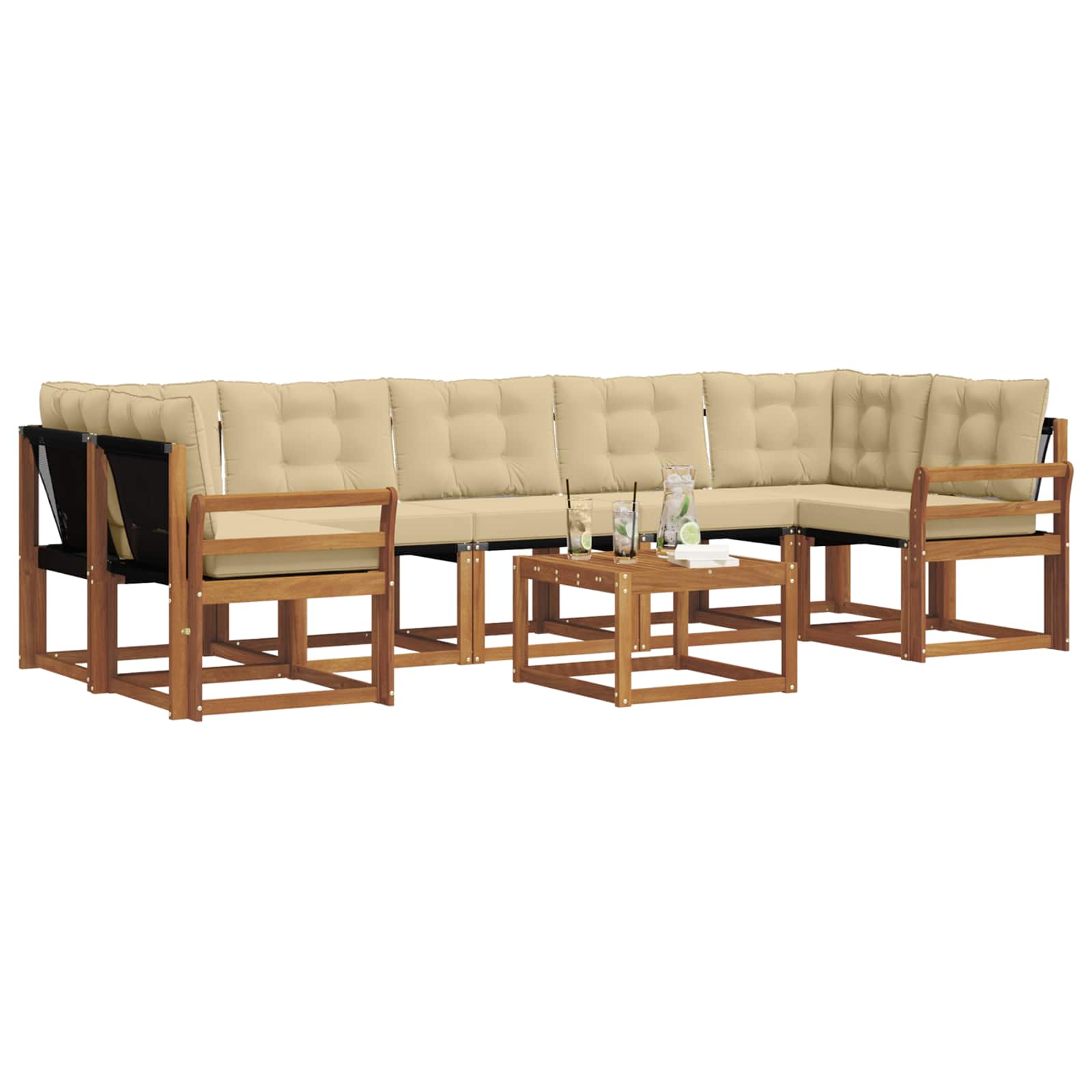 Buiten bankenset met kussen 8 pcs Natuurlijk en Beige is nu te koop bij PeponiXL, paradijselijk wonen!