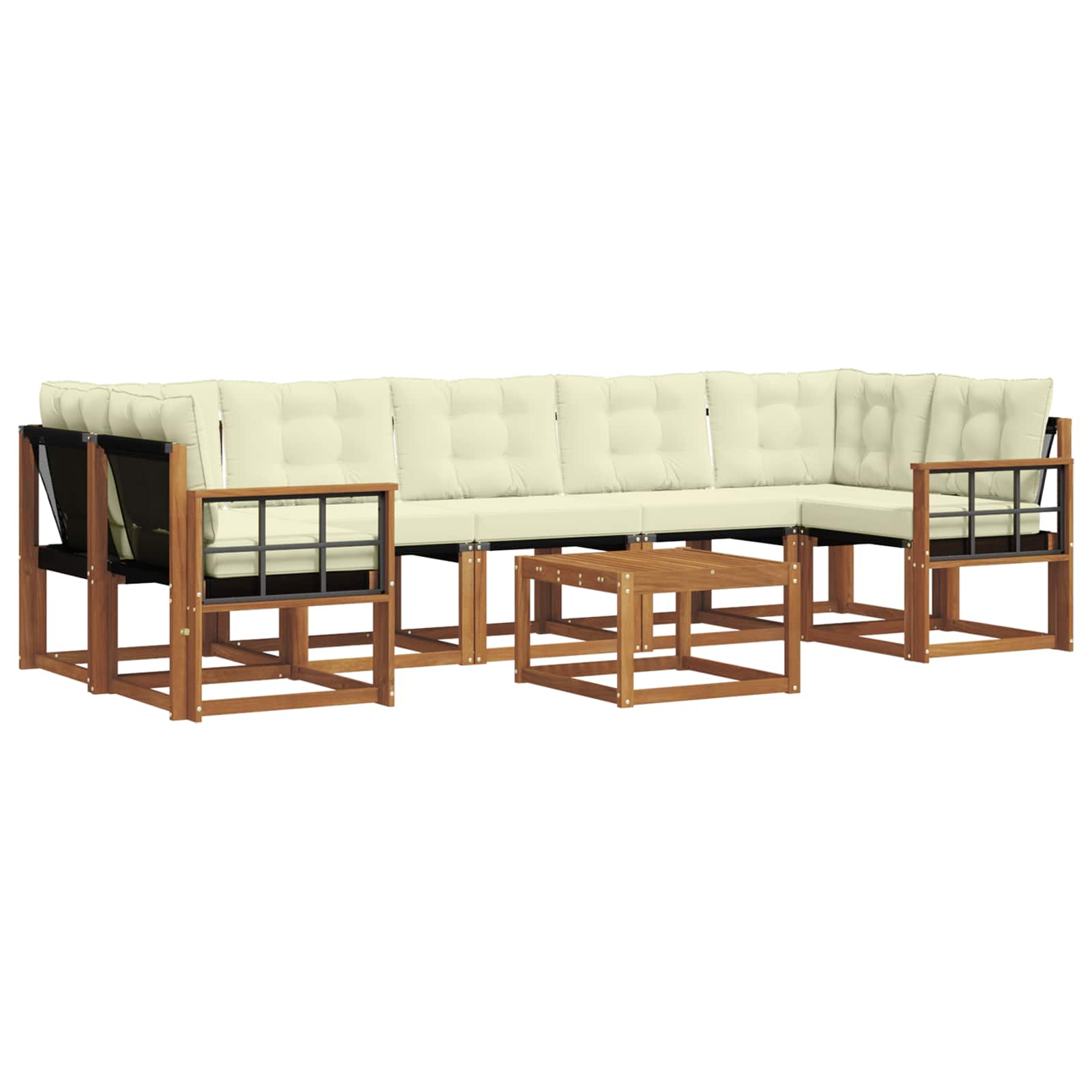 Buiten bankenset met kussen 8 pcs Natuurlijk en Crème is nu te koop bij PeponiXL, paradijselijk wonen!
