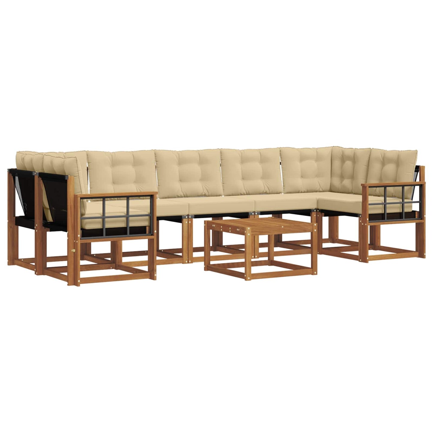 Buiten bankenset met kussen 8 pcs Natuurlijk en Beige is nu te koop bij PeponiXL, paradijselijk wonen!