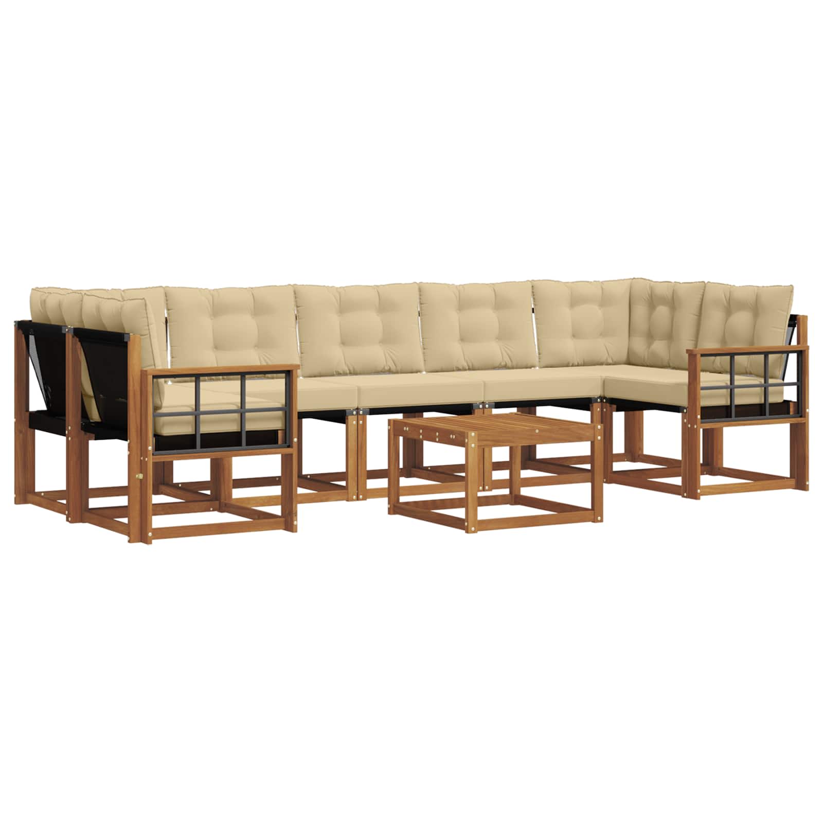 Buiten bankenset met kussen 8 pcs Natuurlijk en Beige is nu te koop bij PeponiXL, paradijselijk wonen!