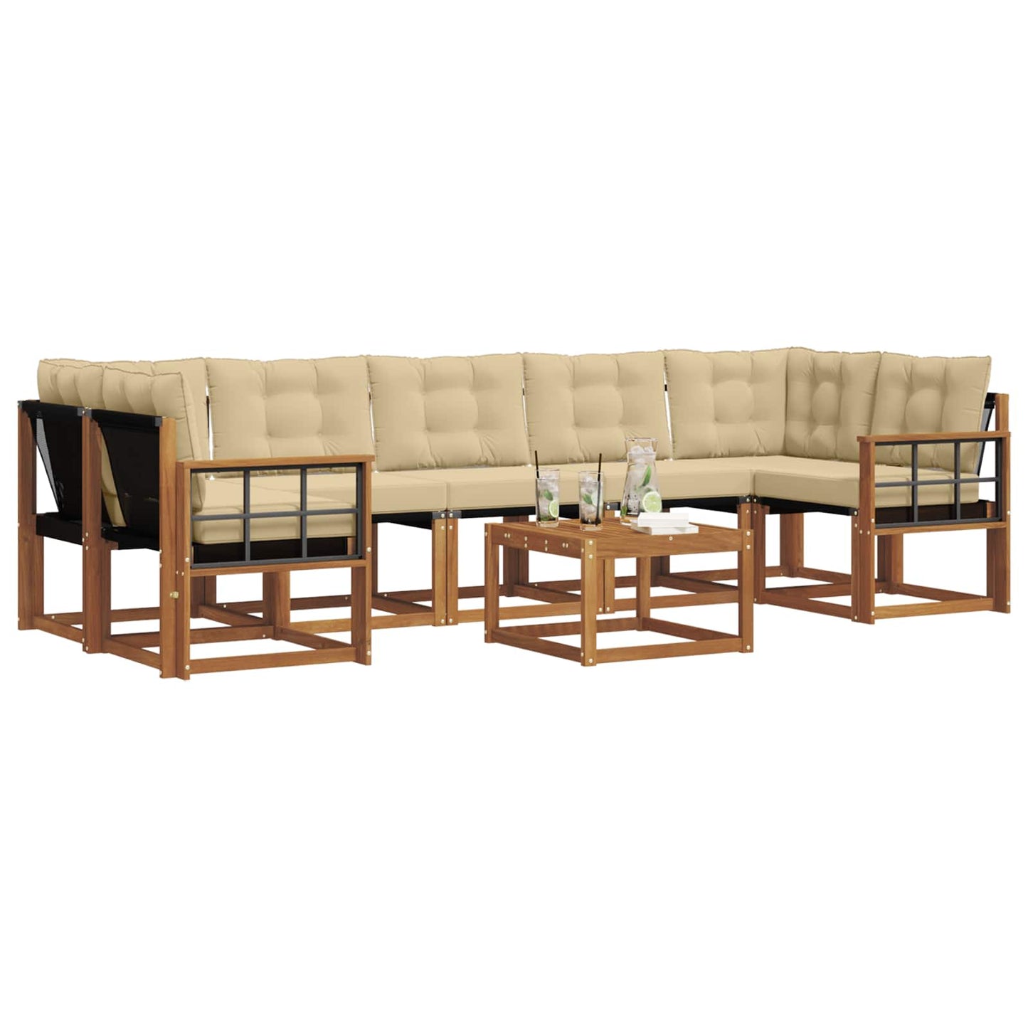Buiten bankenset met kussen 8 pcs Natuurlijk en Beige is nu te koop bij PeponiXL, paradijselijk wonen!