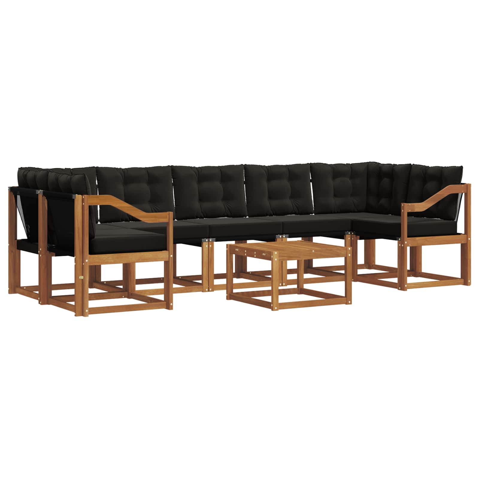 Buiten bankenset met kussen 8 pcs Natuurlijk en Zwart is nu te koop bij PeponiXL, paradijselijk wonen!