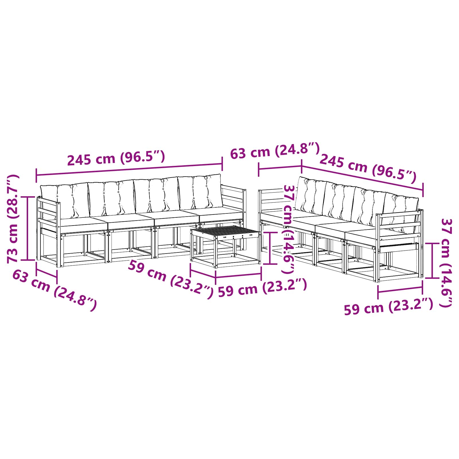 Buiten bankenset met kussen 9 pcs Natuurlijk en Crème is nu te koop bij PeponiXL, paradijselijk wonen!