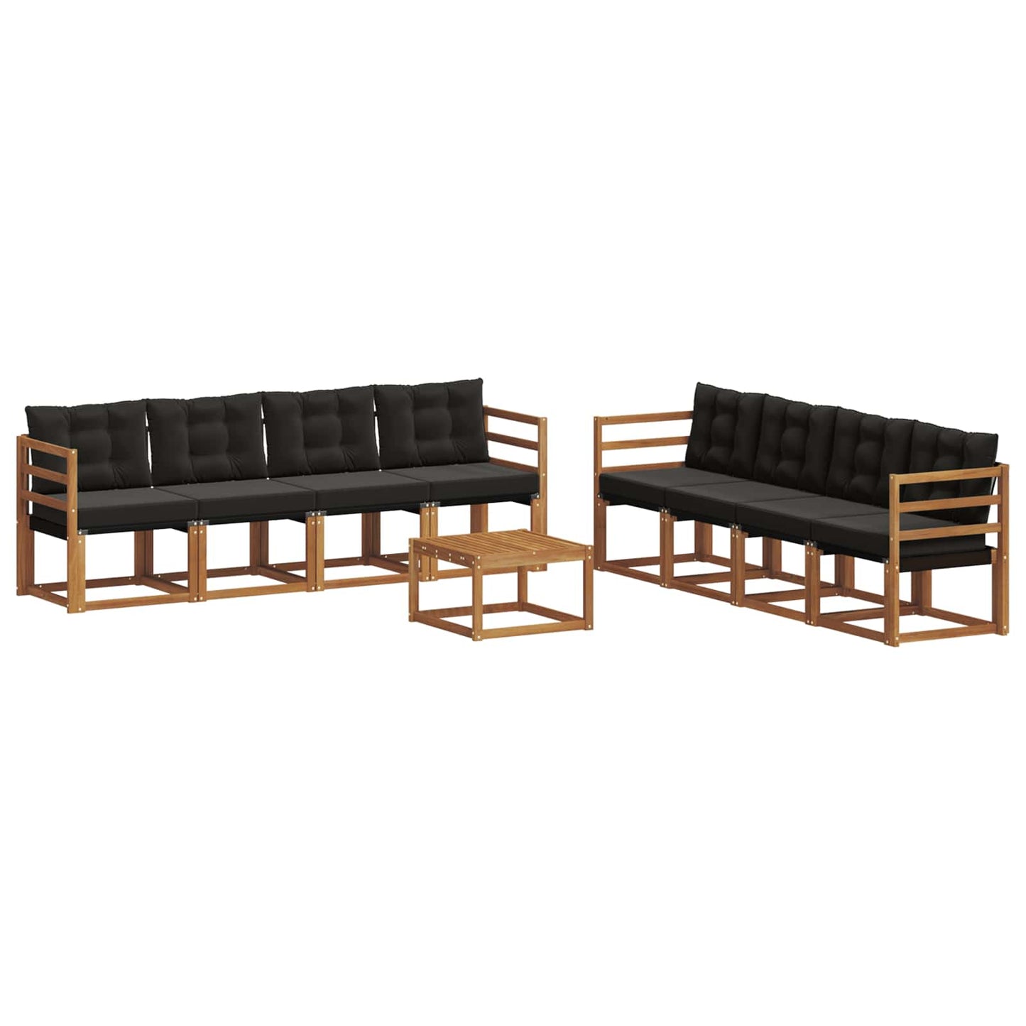 Buiten bankenset met kussen 9 pcs Natuurlijk en Zwart is nu te koop bij PeponiXL, paradijselijk wonen!