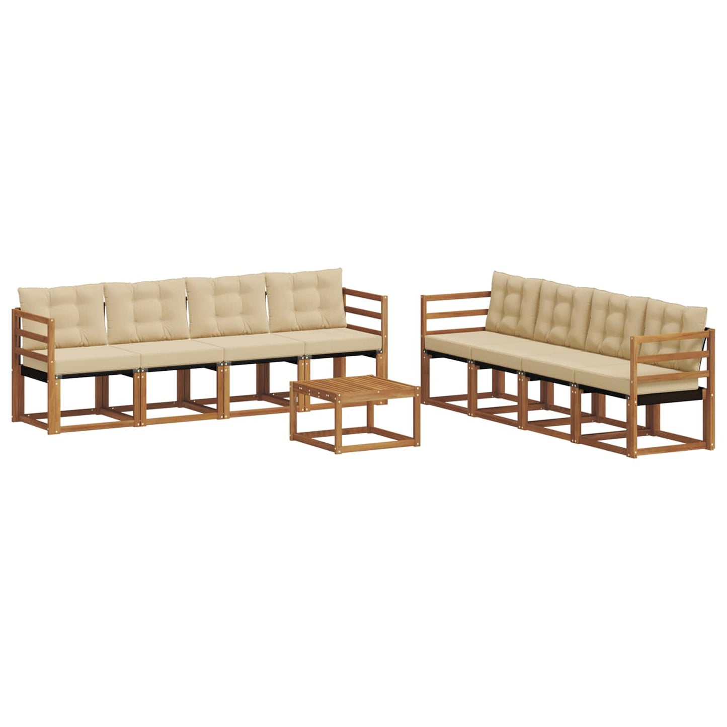 Buiten bankenset met kussen 9 pcs Natuurlijk en Beige is nu te koop bij PeponiXL, paradijselijk wonen!