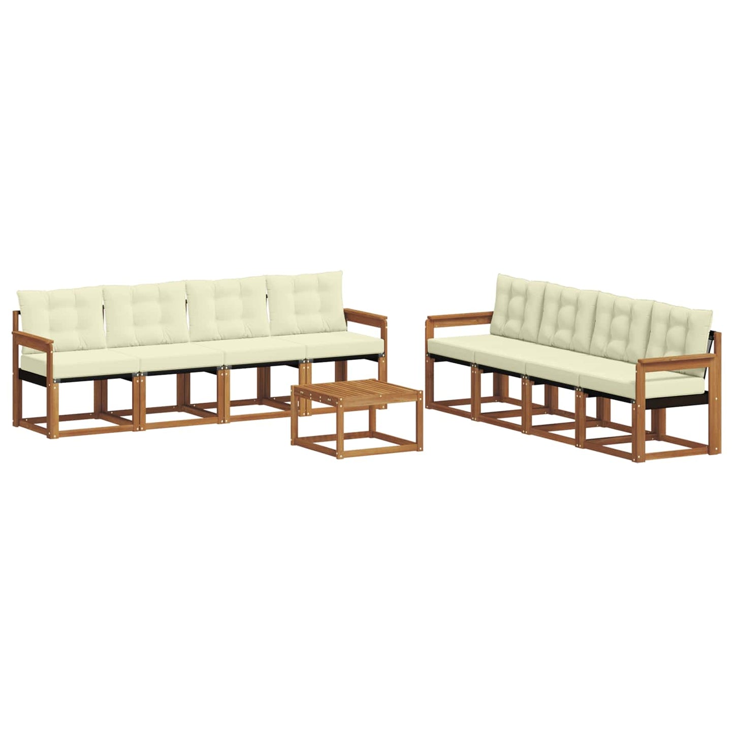 Buiten bankenset met kussen 9 pcs Natuurlijk en Crème is nu te koop bij PeponiXL, paradijselijk wonen!