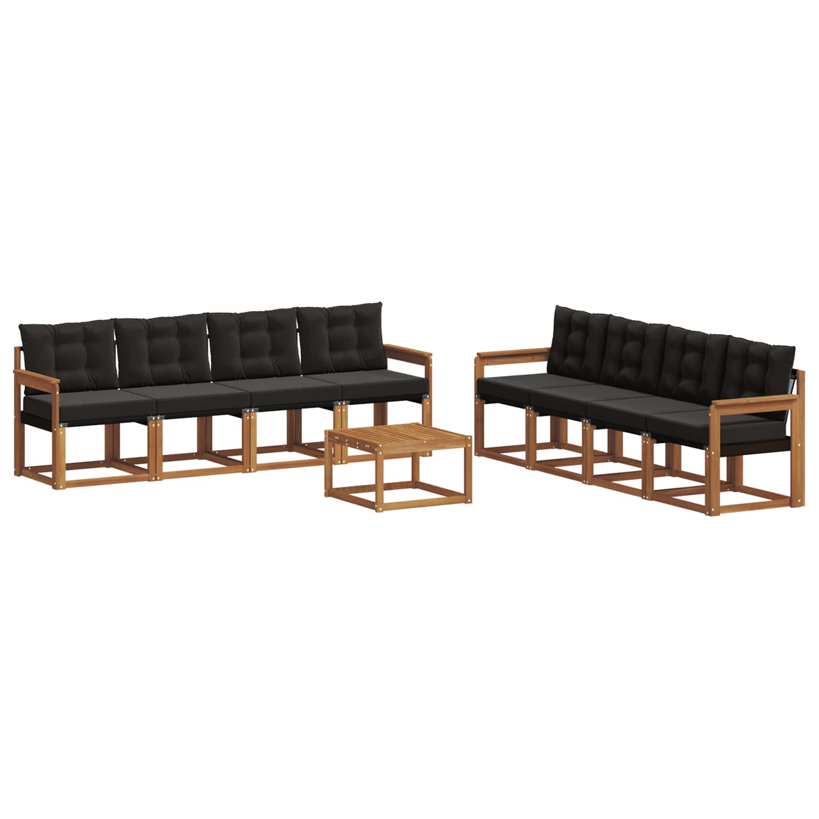 Buiten bankenset met kussen 9 pcs Natuurlijk en Zwart is nu te koop bij PeponiXL, paradijselijk wonen!