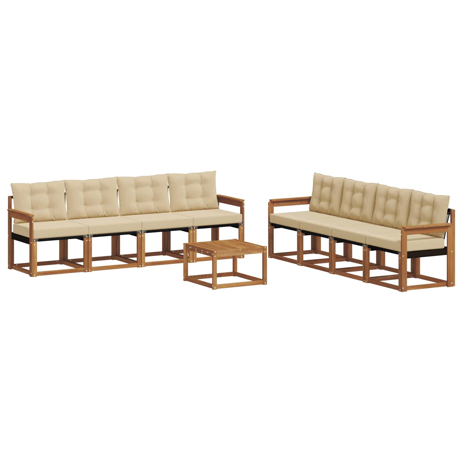 Buiten bankenset met kussen 9 pcs Natuurlijk en Beige is nu te koop bij PeponiXL, paradijselijk wonen!