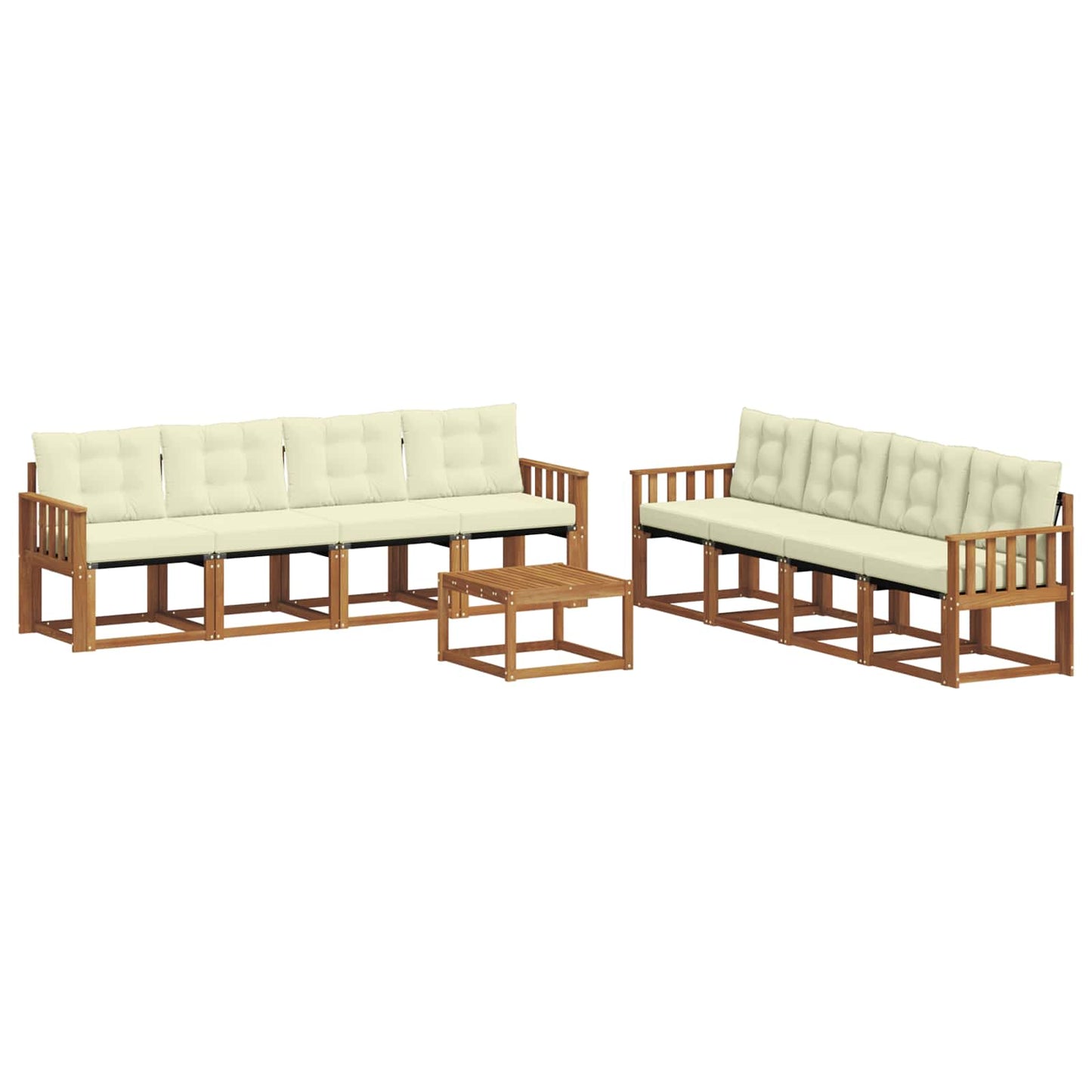 Buiten bankenset met kussen 9 pcs Natuurlijk en Crème is nu te koop bij PeponiXL, paradijselijk wonen!