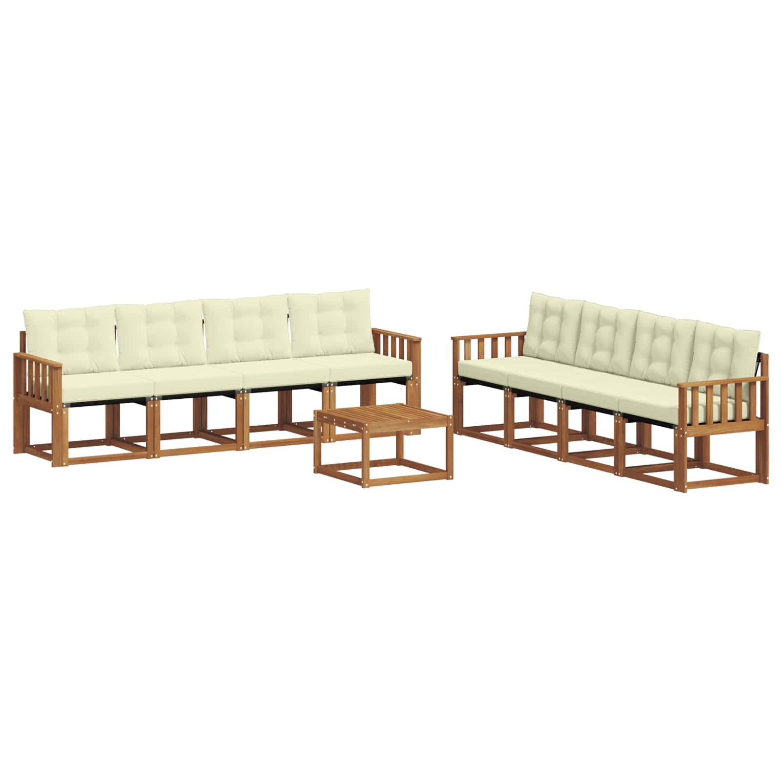 Buiten bankenset met kussen 9 pcs Natuurlijk en Crème is nu te koop bij PeponiXL, paradijselijk wonen!