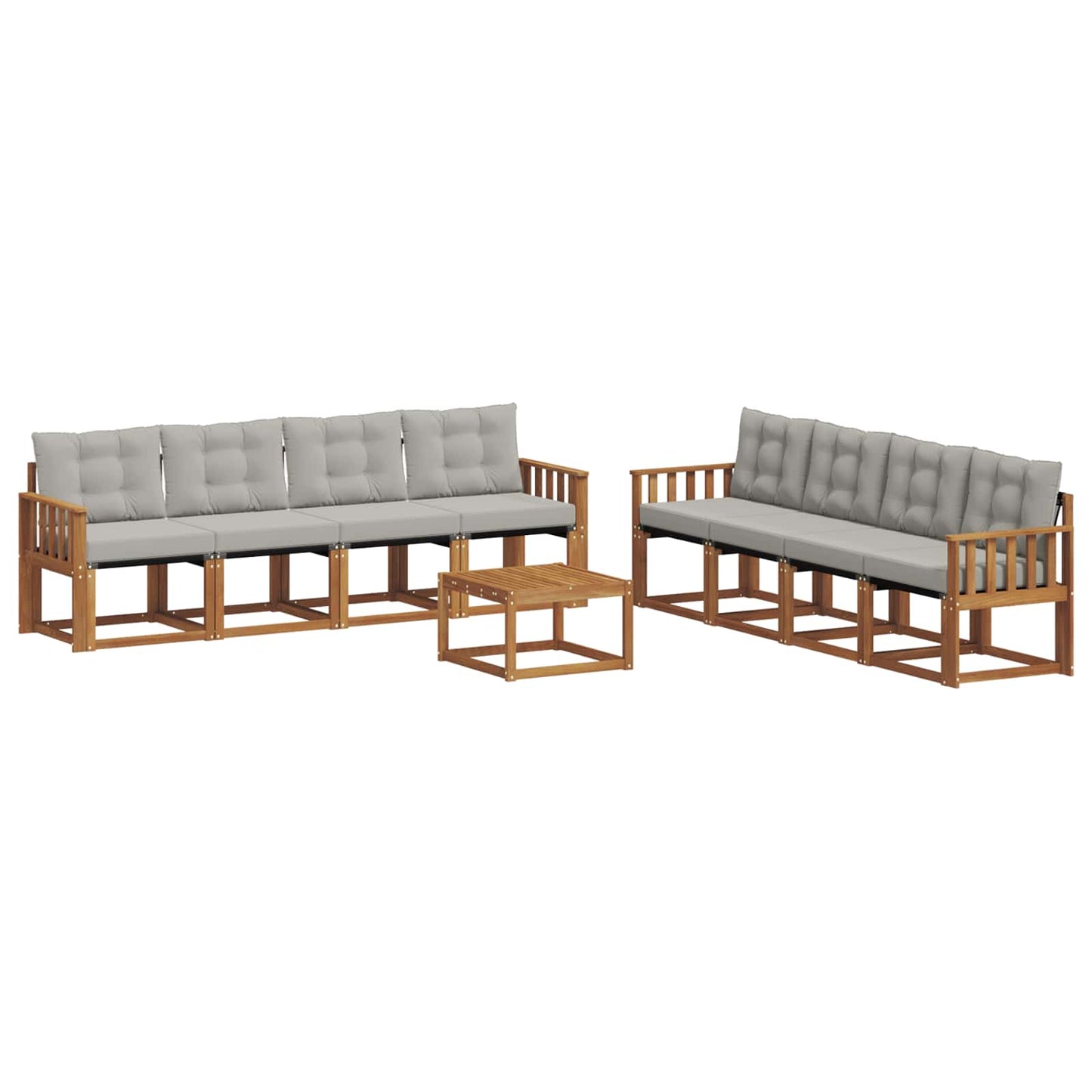 Buiten bankenset met kussen 9 pcs Natuurlijk en Lichtgrijs is nu te koop bij PeponiXL, paradijselijk wonen!