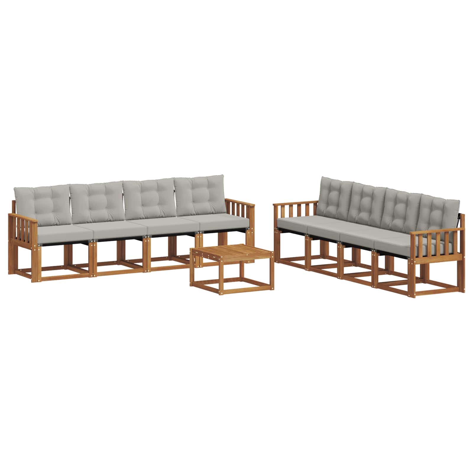 Buiten bankenset met kussen 9 pcs Natuurlijk en Lichtgrijs is nu te koop bij PeponiXL, paradijselijk wonen!