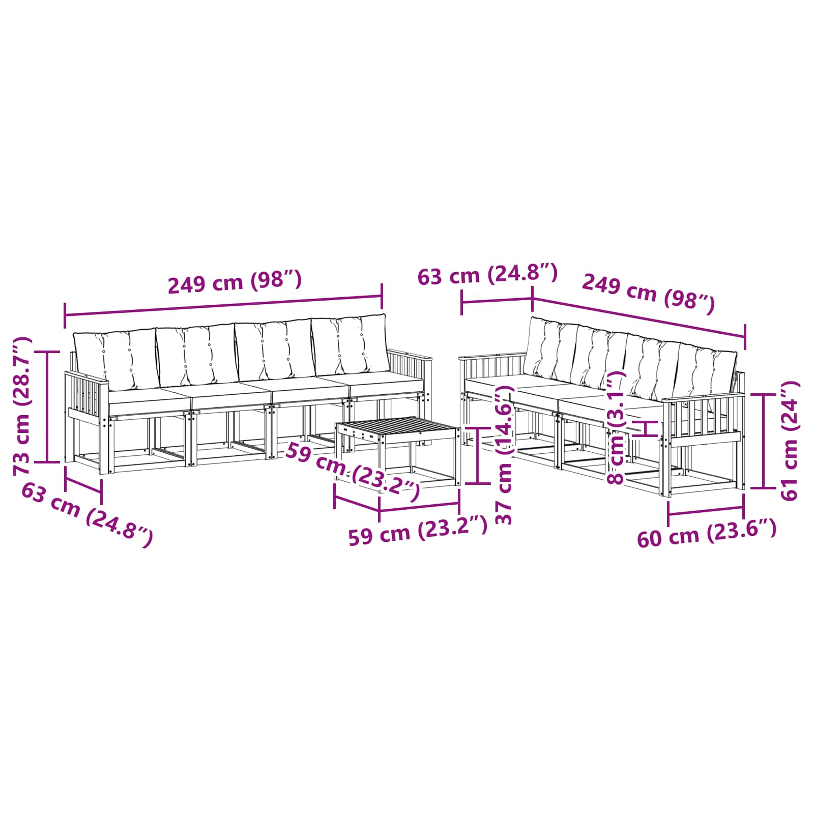 Buiten bankenset met kussen 9 pcs Natuurlijk en Lichtgrijs is nu te koop bij PeponiXL, paradijselijk wonen!