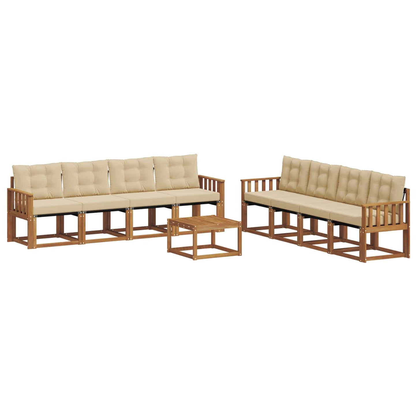Buiten bankenset met kussen 9 pcs Natuurlijk en Beige is nu te koop bij PeponiXL, paradijselijk wonen!
