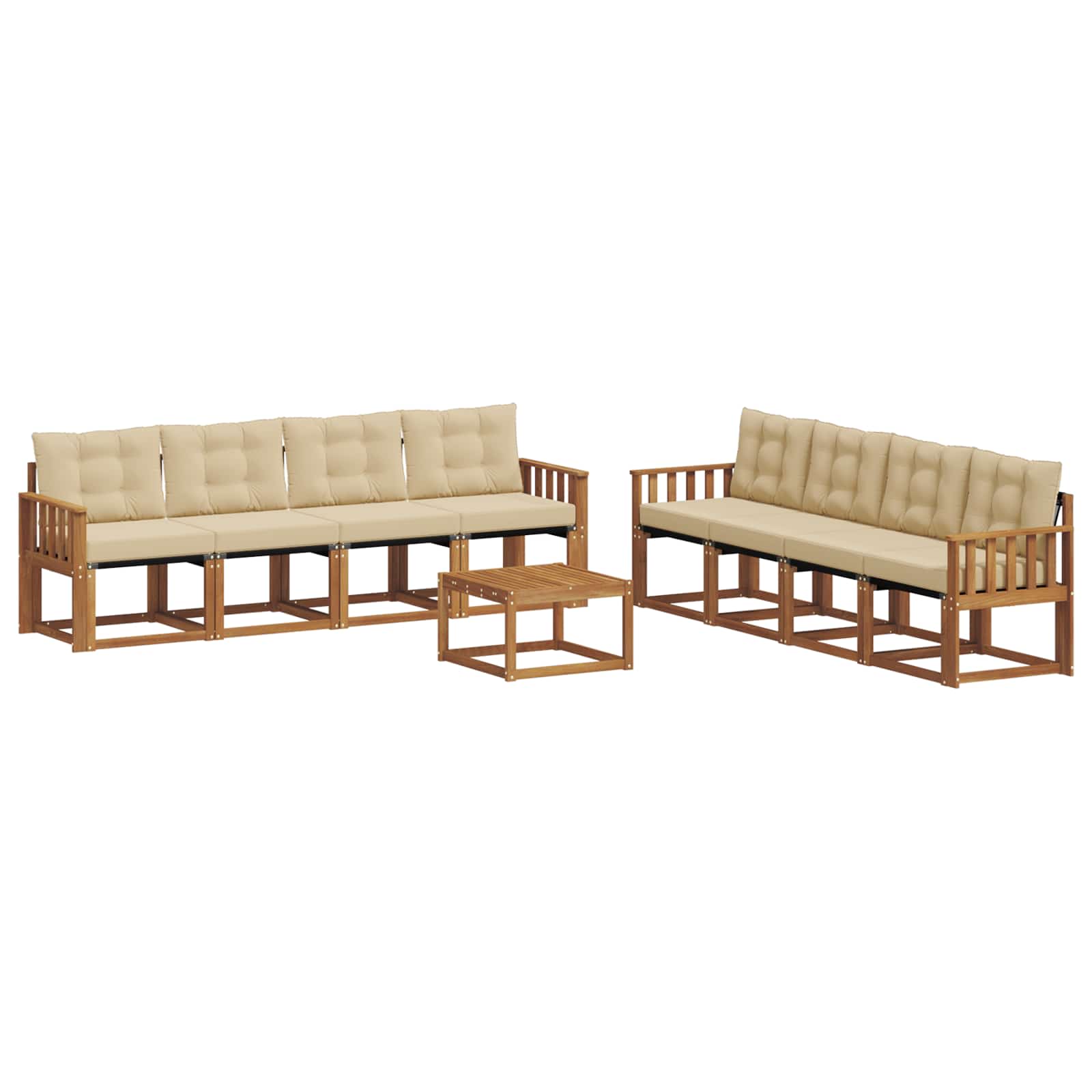 Buiten bankenset met kussen 9 pcs Natuurlijk en Beige is nu te koop bij PeponiXL, paradijselijk wonen!
