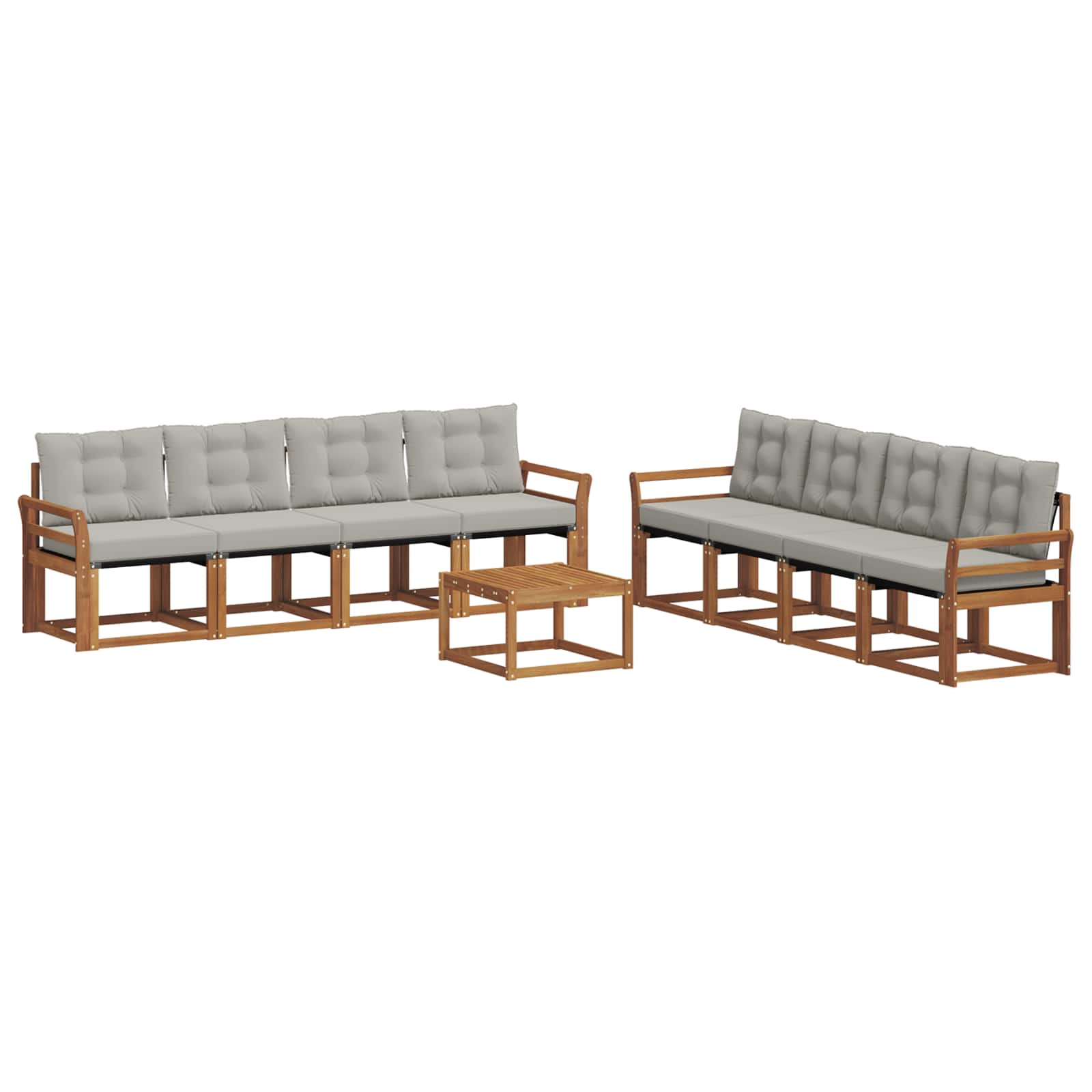 Buiten bankenset met kussen 9 pcs Natuurlijk en Lichtgrijs is nu te koop bij PeponiXL, paradijselijk wonen!