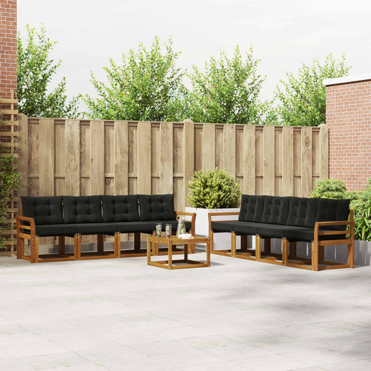 Buiten bankenset met kussen 9 pcs Natuurlijk en Zwart is nu te koop bij PeponiXL, paradijselijk wonen!