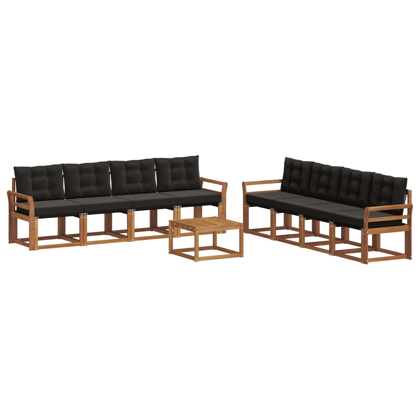 Buiten bankenset met kussen 9 pcs Natuurlijk en Zwart is nu te koop bij PeponiXL, paradijselijk wonen!