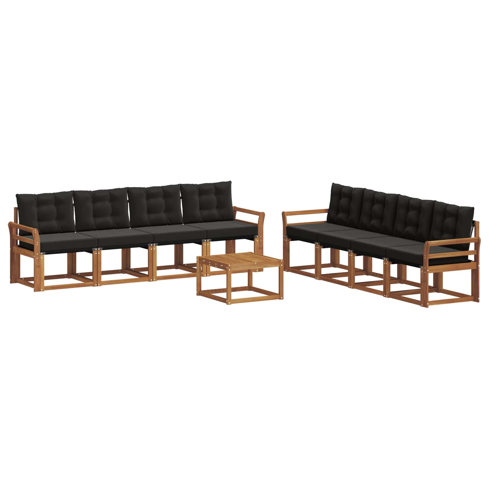 Buiten bankenset met kussen 9 pcs Natuurlijk en Zwart is nu te koop bij PeponiXL, paradijselijk wonen!